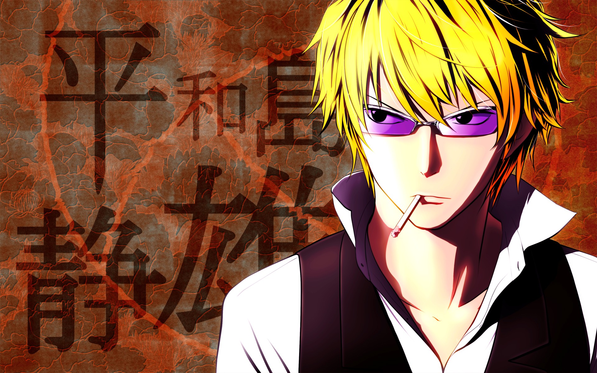 Anime 1920x1200 Durarara!! Heiwajima Shizuo anime anime boys sunglasses cigarettes smoking blonde