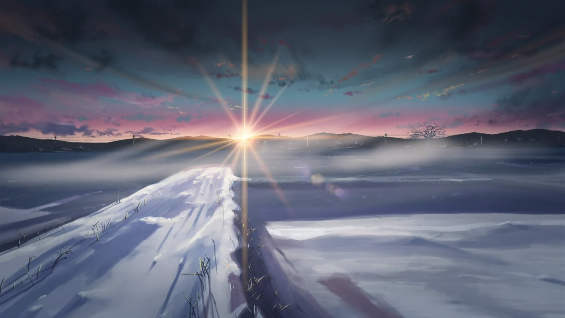 Anime 1920x1080 nature landscape sunlight artwork winter snow ice cold outdoors sky