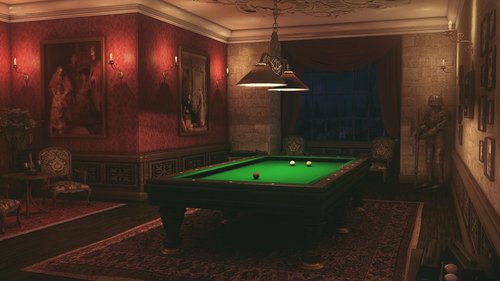 General 1920x1080 billiards room interior design pool table