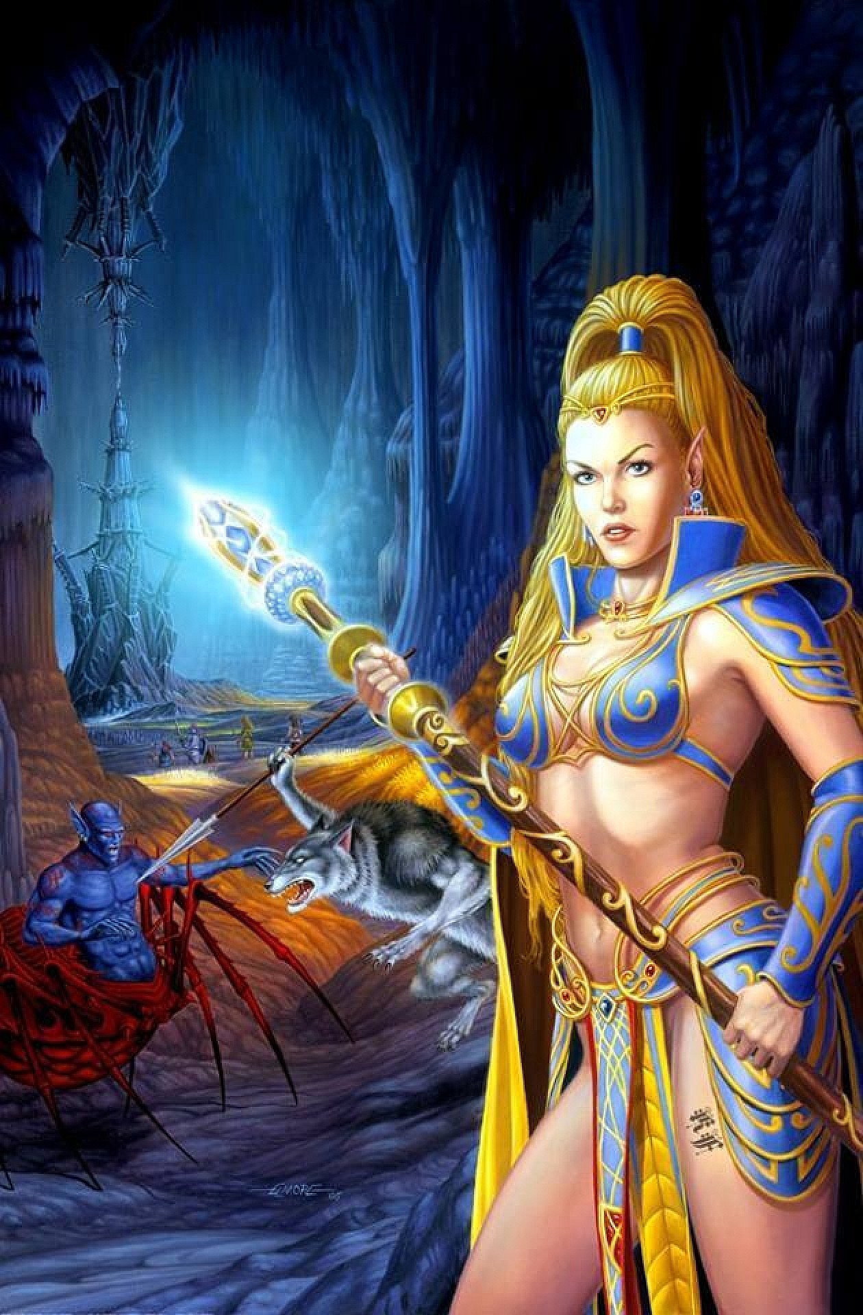 General 1260x1920 dark ages video games fantasy girl fantasy art blonde long hair boobs belly standing