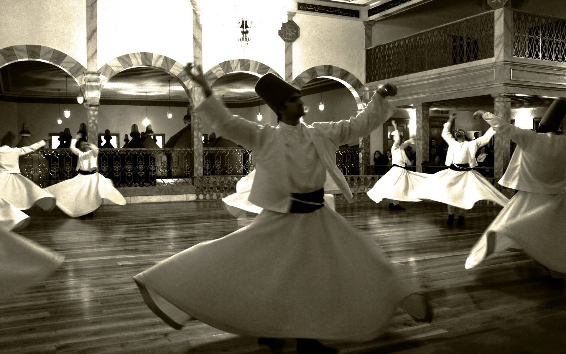 People 1920x1200 Turkish whirling men dancer monochrome