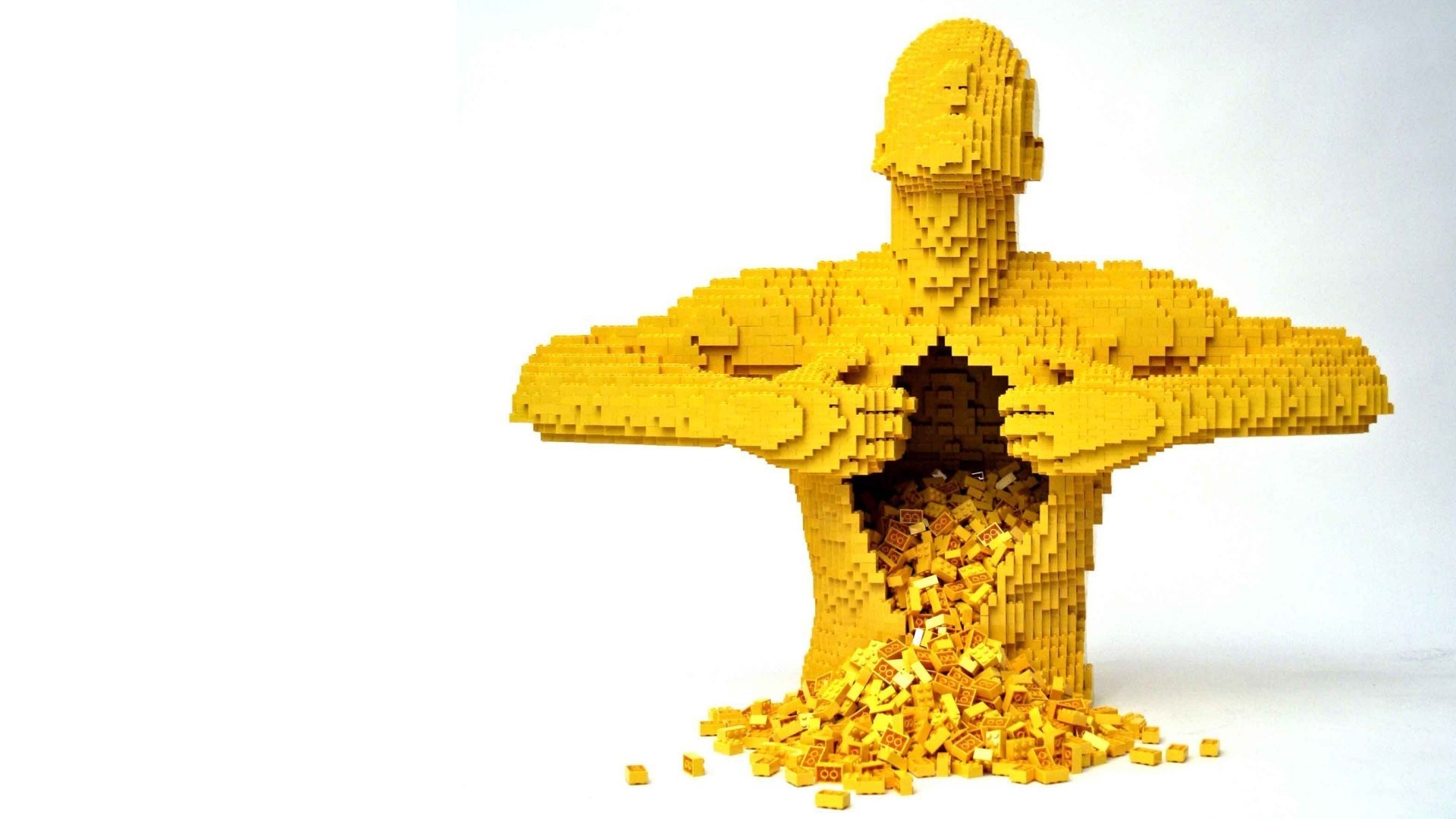 General 1920x1080 LEGO yellow toys simple background statue white background artwork bricks