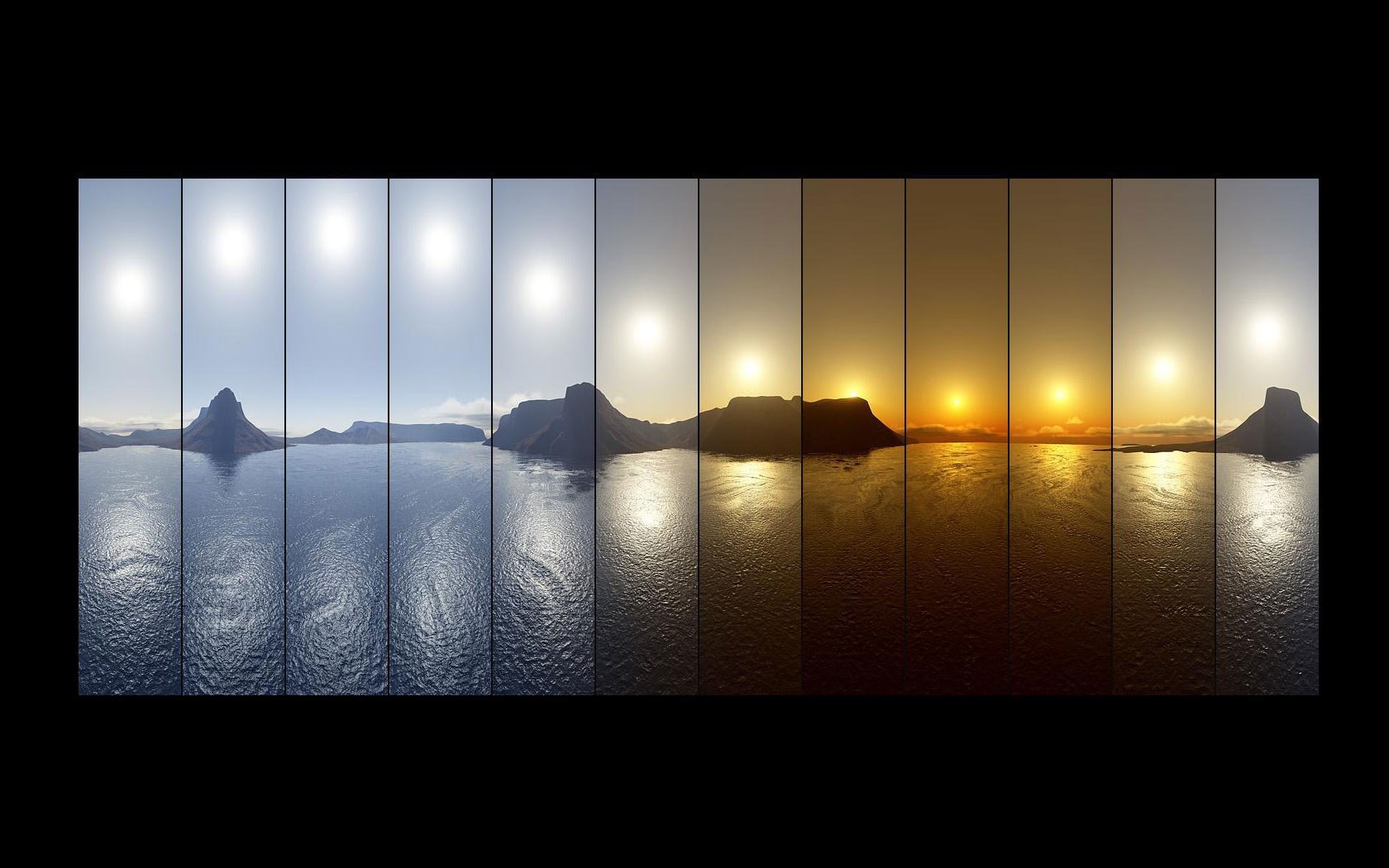 General 1680x1050 sunset sea reflection collage digital art nature