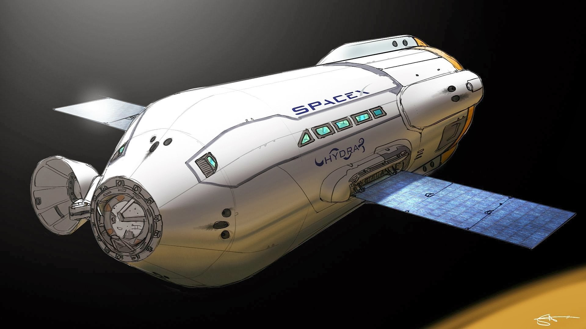 General 1920x1080 spaceship artwork space SpaceX satellite vehicle