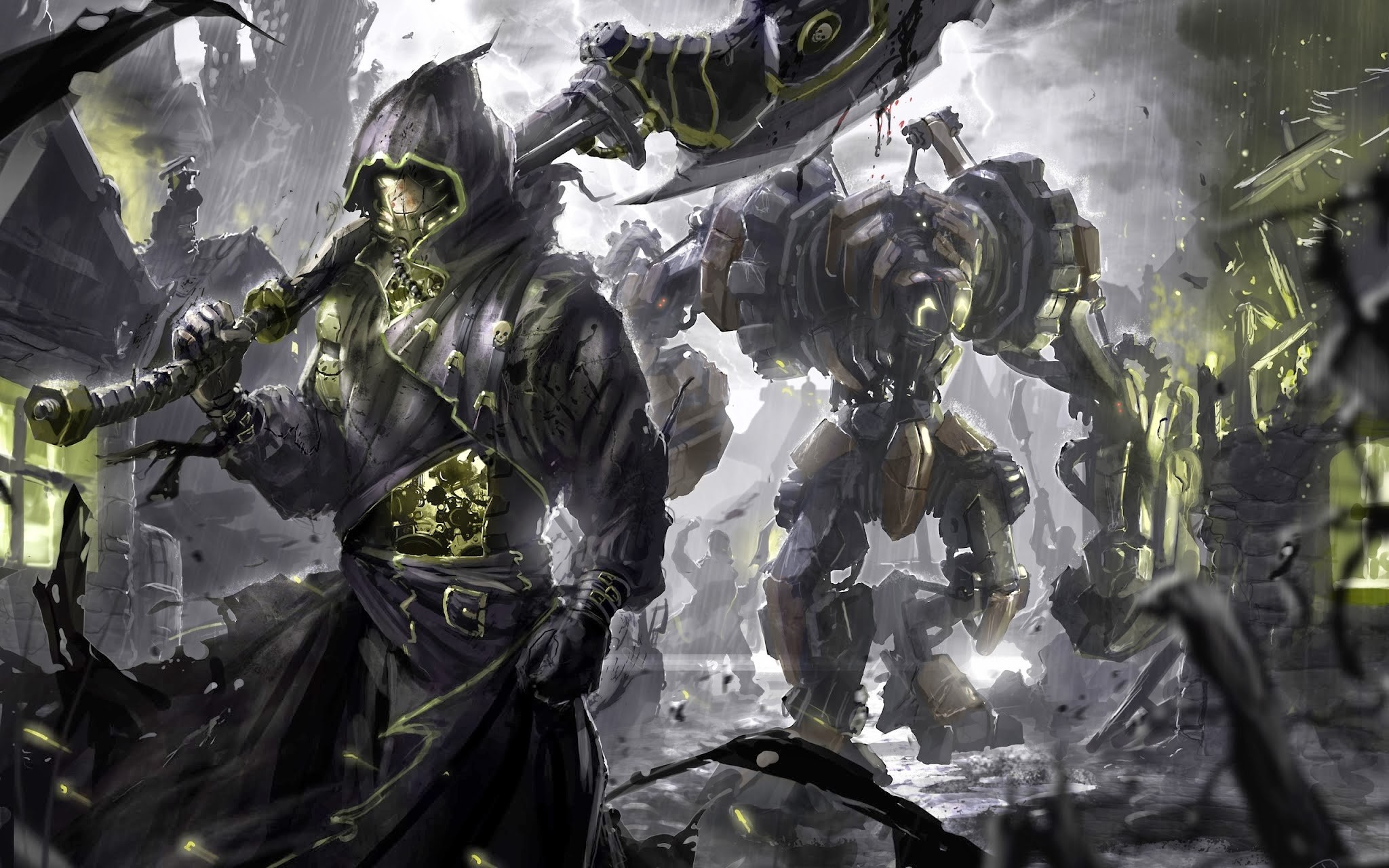 General 2048x1280 digital art mechs steampunk fantasy art warrior science fiction
