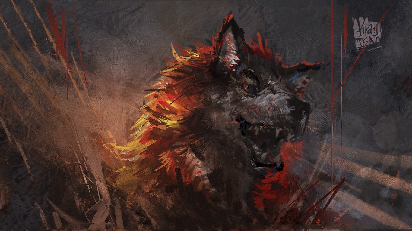 General 1366x768 wolf fantasy art animals