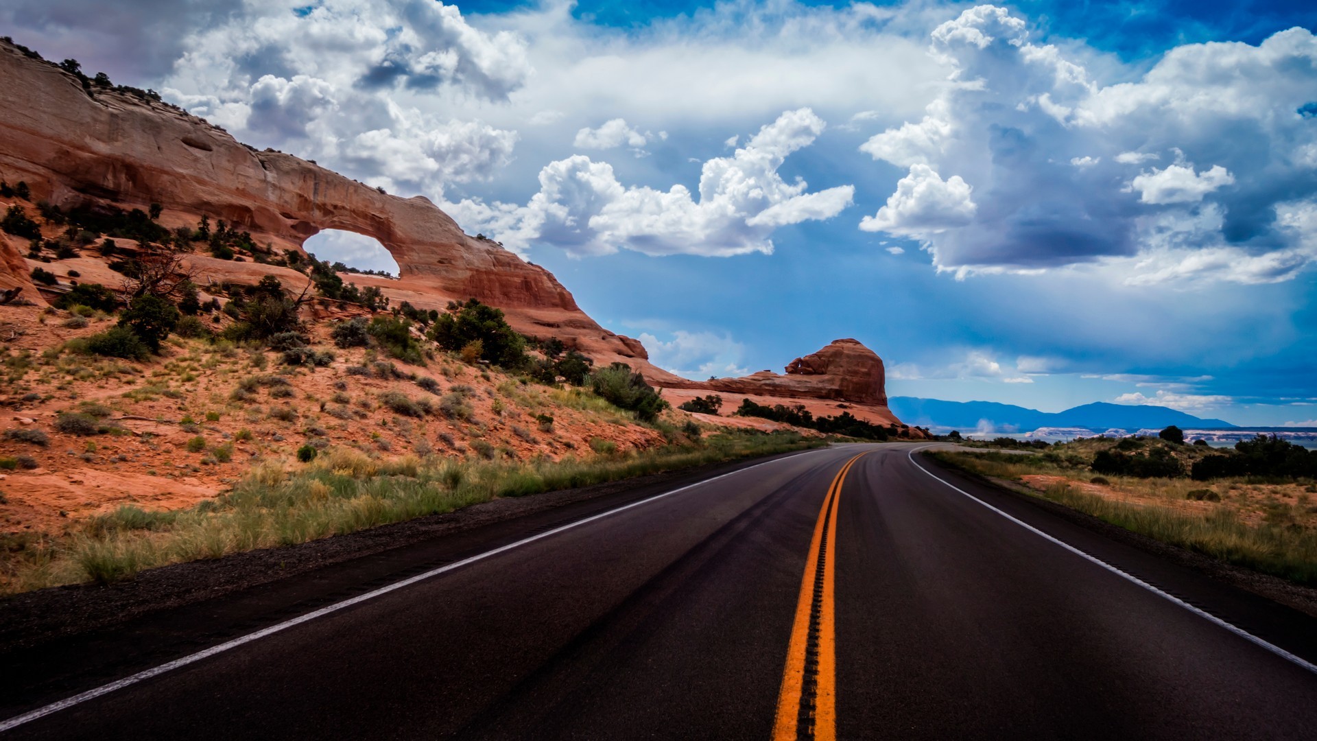 General 1920x1080 road sky rocks clouds landscape USA Utah colorful asphalt