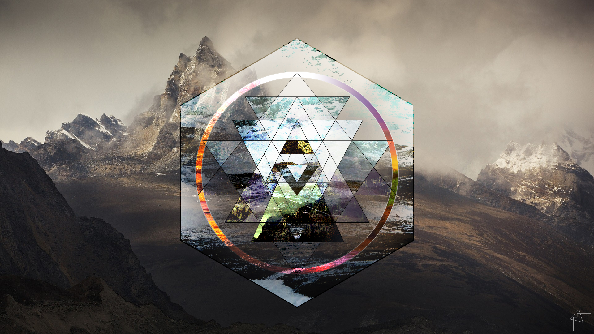 General 1920x1080 landscape low poly hexagon triangle mountains cityscape digital art The Trident Mountain 2012 (Year) South Georgia artwork nature