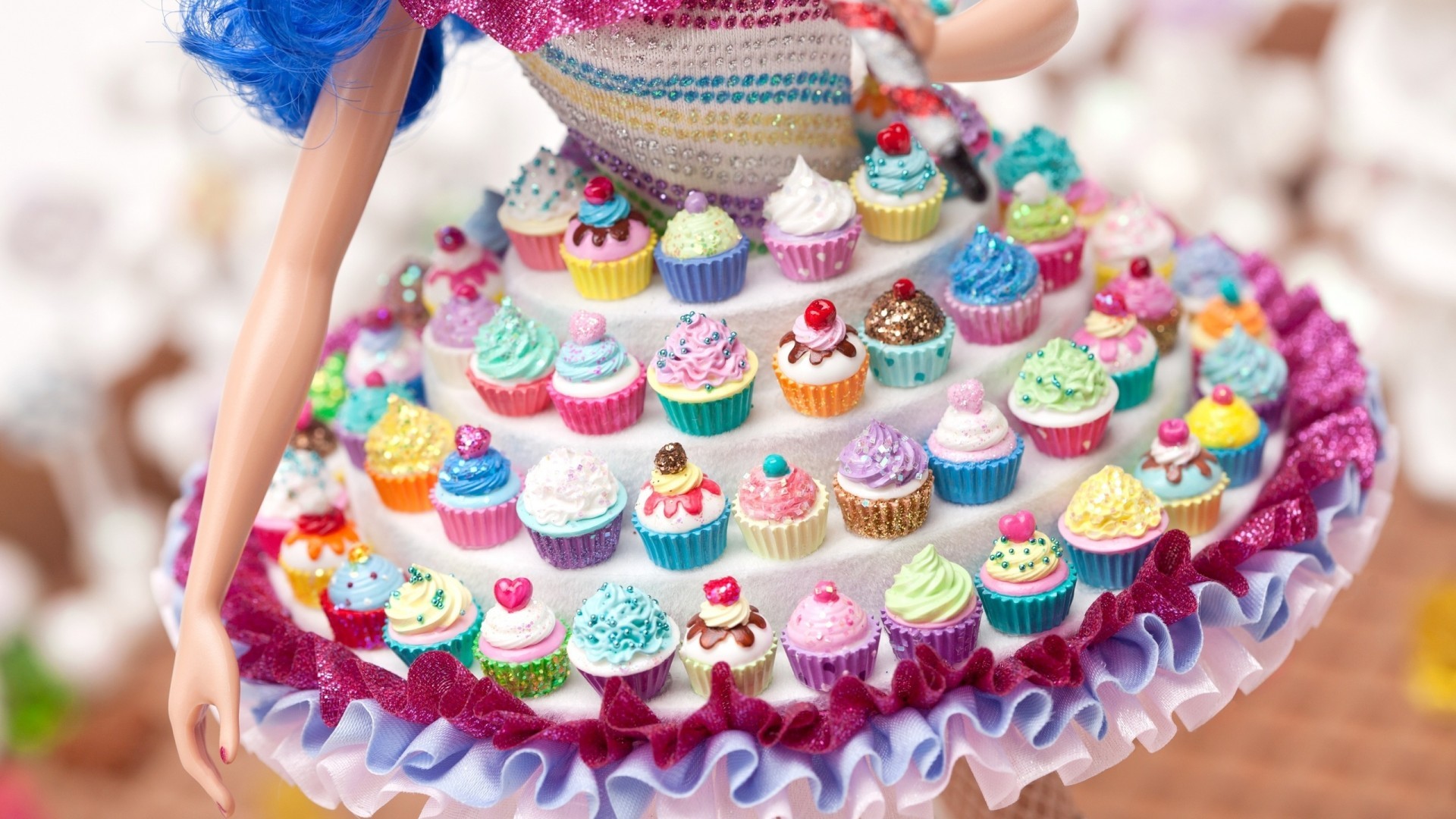General 1920x1080 doll closeup cupcakes skirt food sweets