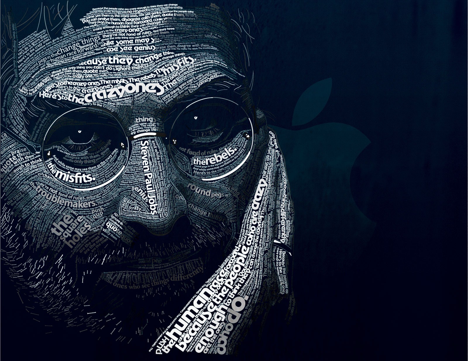 General 1600x1235 typography Steve Jobs typographic portraits blue men face