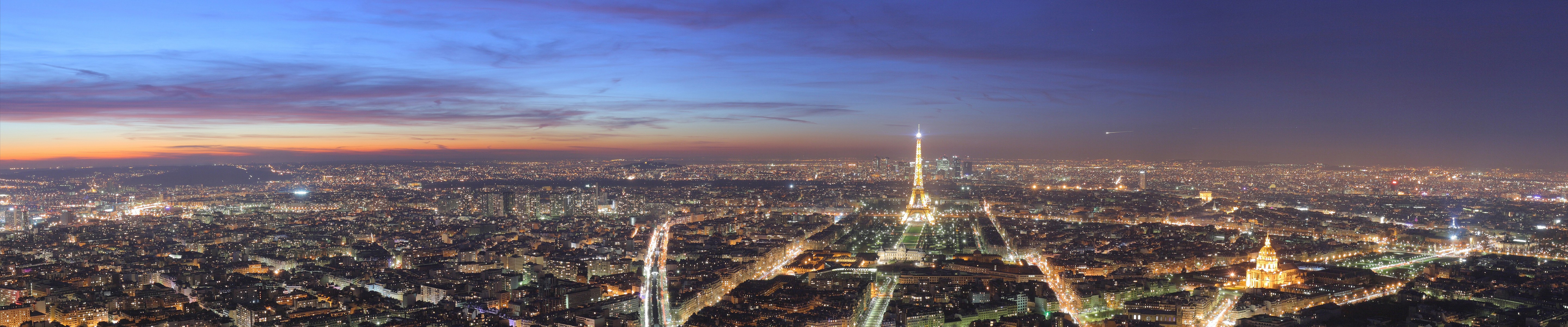 General 5760x1200 city Paris triple screen panorama cityscape France city lights