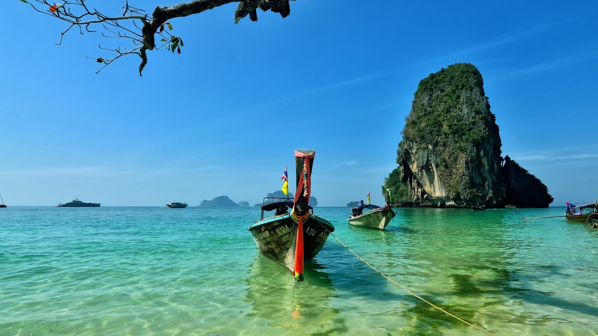 General 1920x1080 Thailand boat cliff sea island Asia water vehicle