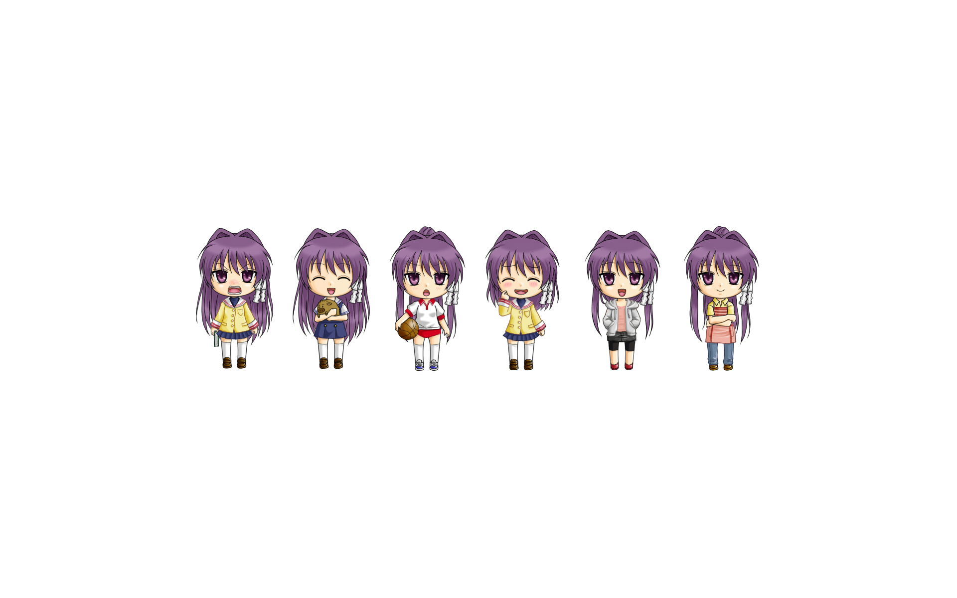 Anime 1920x1200 Clannad Fujibayashi Kyou anime girls white background anime purple hair simple background