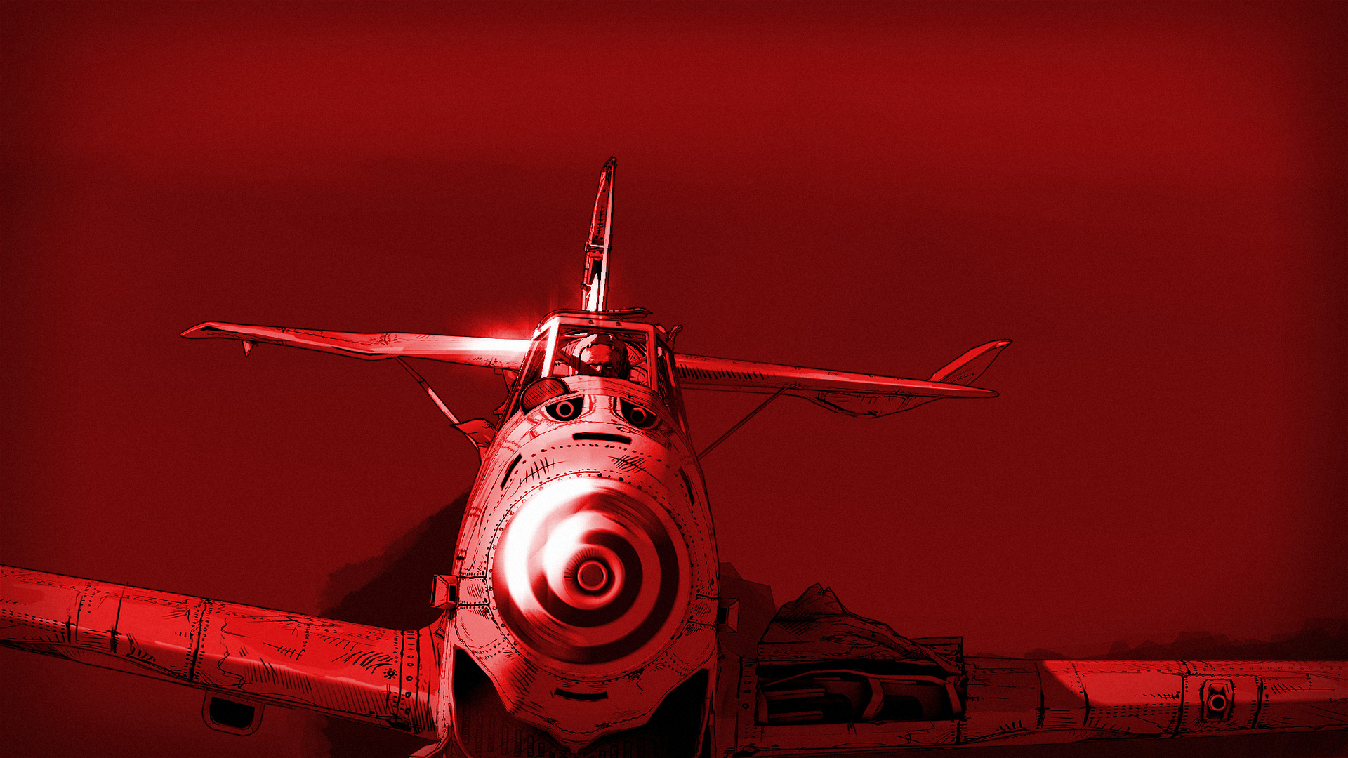 General 1920x1080 airplane Paths of Hate digital art Messerschmitt Bf 109 red background aircraft military aircraft military military vehicle vehicle movies red