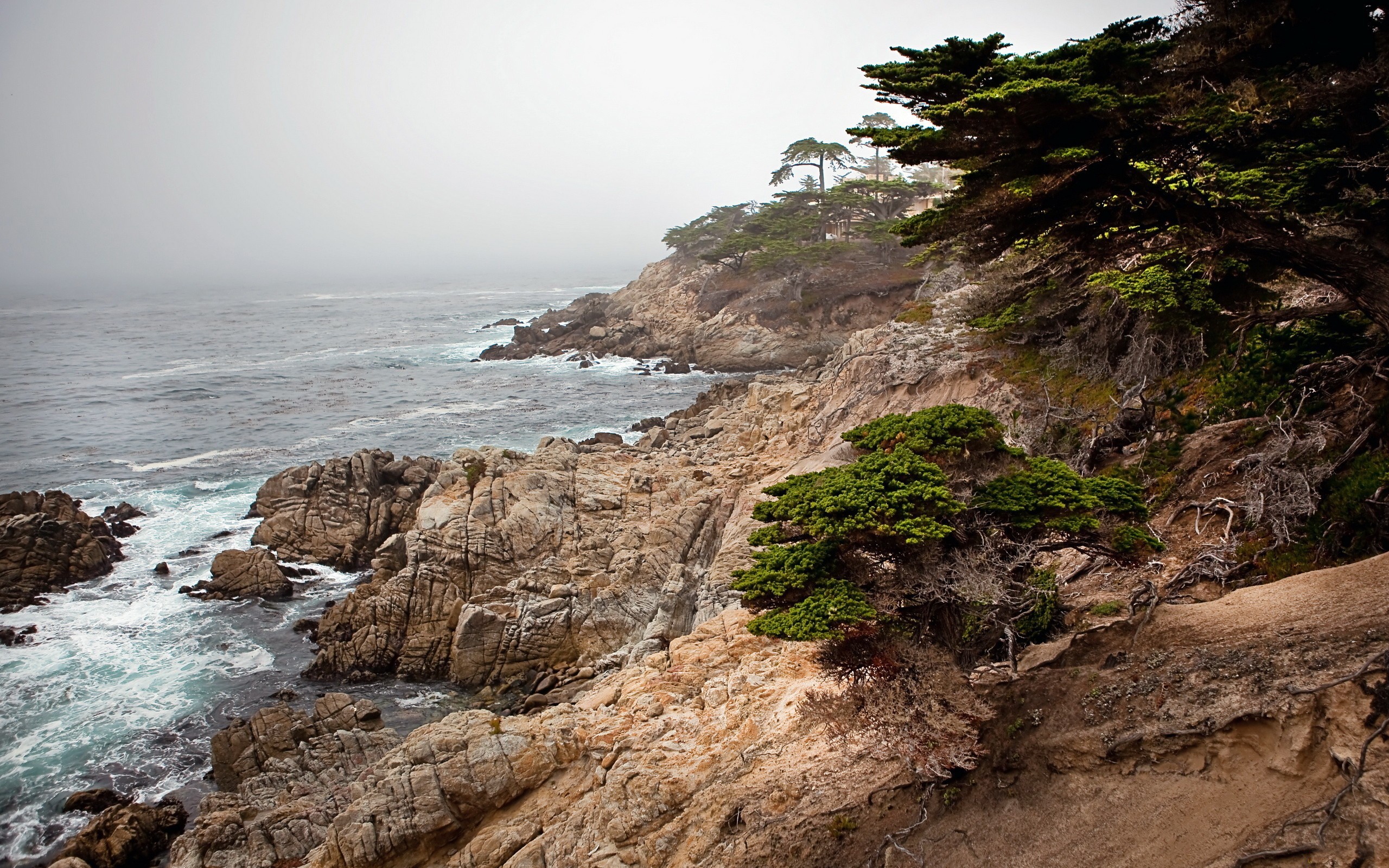 General 2560x1600 nature landscape sea HDR cliff waves mist coast