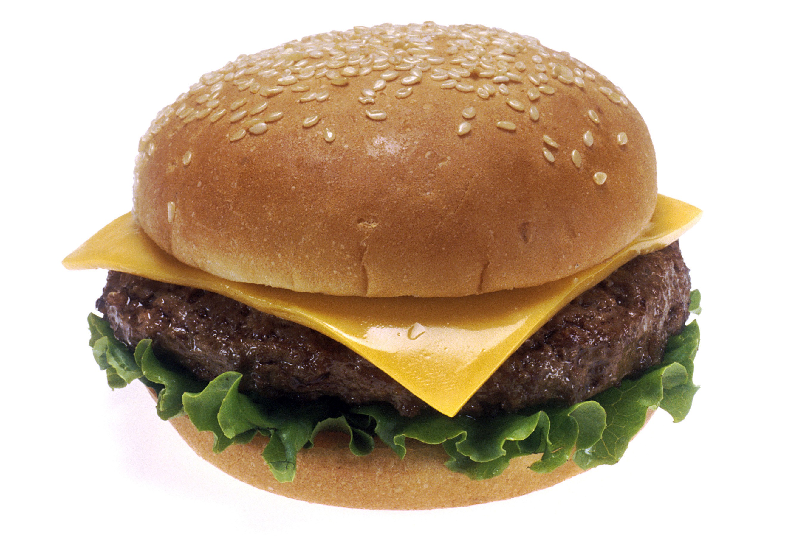 General 2700x1800 food simple background closeup white background burgers cheese meat lettuce bread