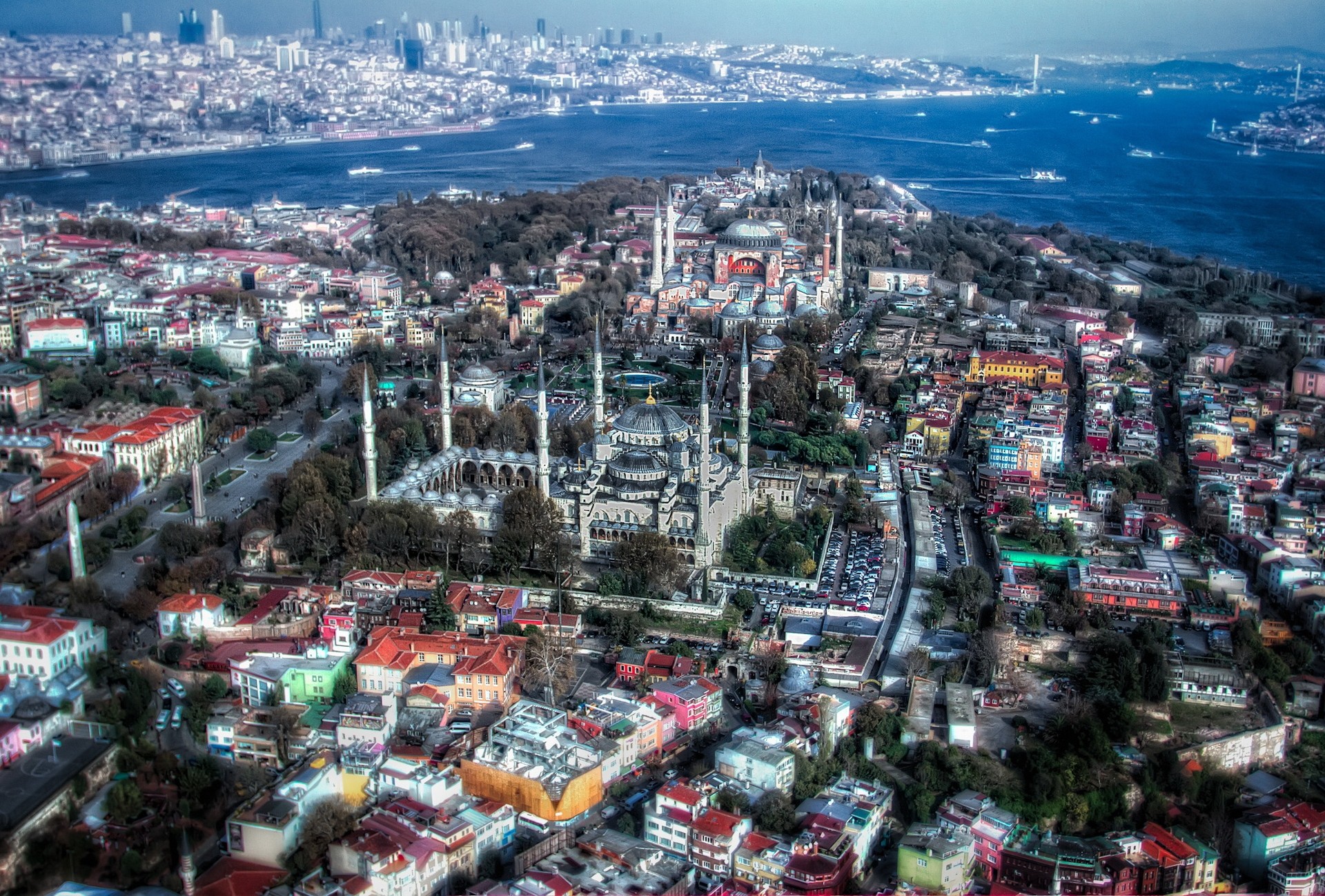 General 1920x1298 HDR cityscape Istanbul aerial view Sultan Ahmed Mosque mosque Turkey