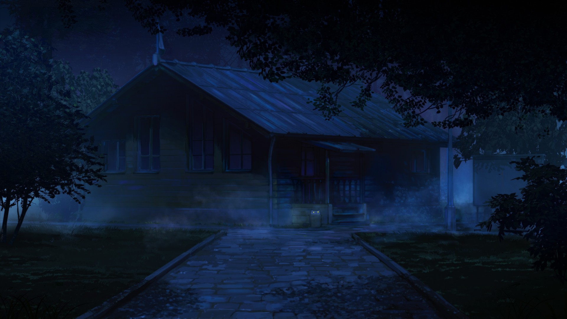 Anime 1920x1080 ArseniXC cottage path night Everlasting Summer (visual novel) house dark