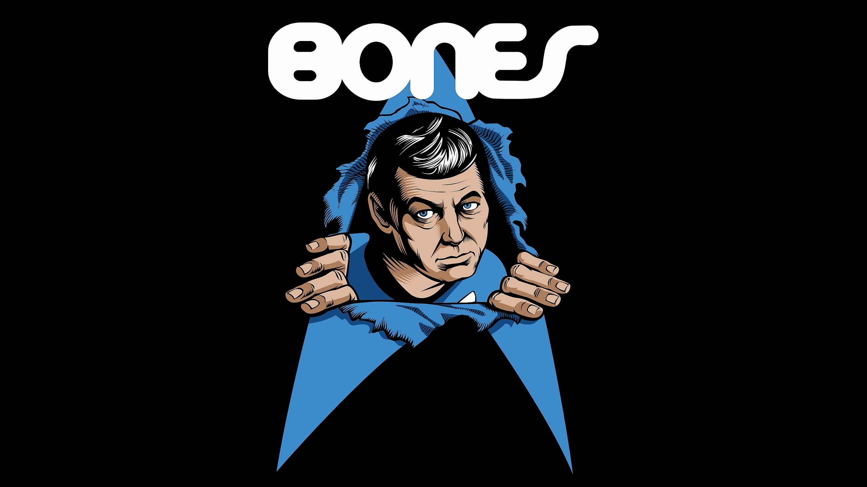 General 2850x1603 artwork Star Trek Dr. Leonard 'Bones' McCoy TV series Science Fiction Men simple background black background typography