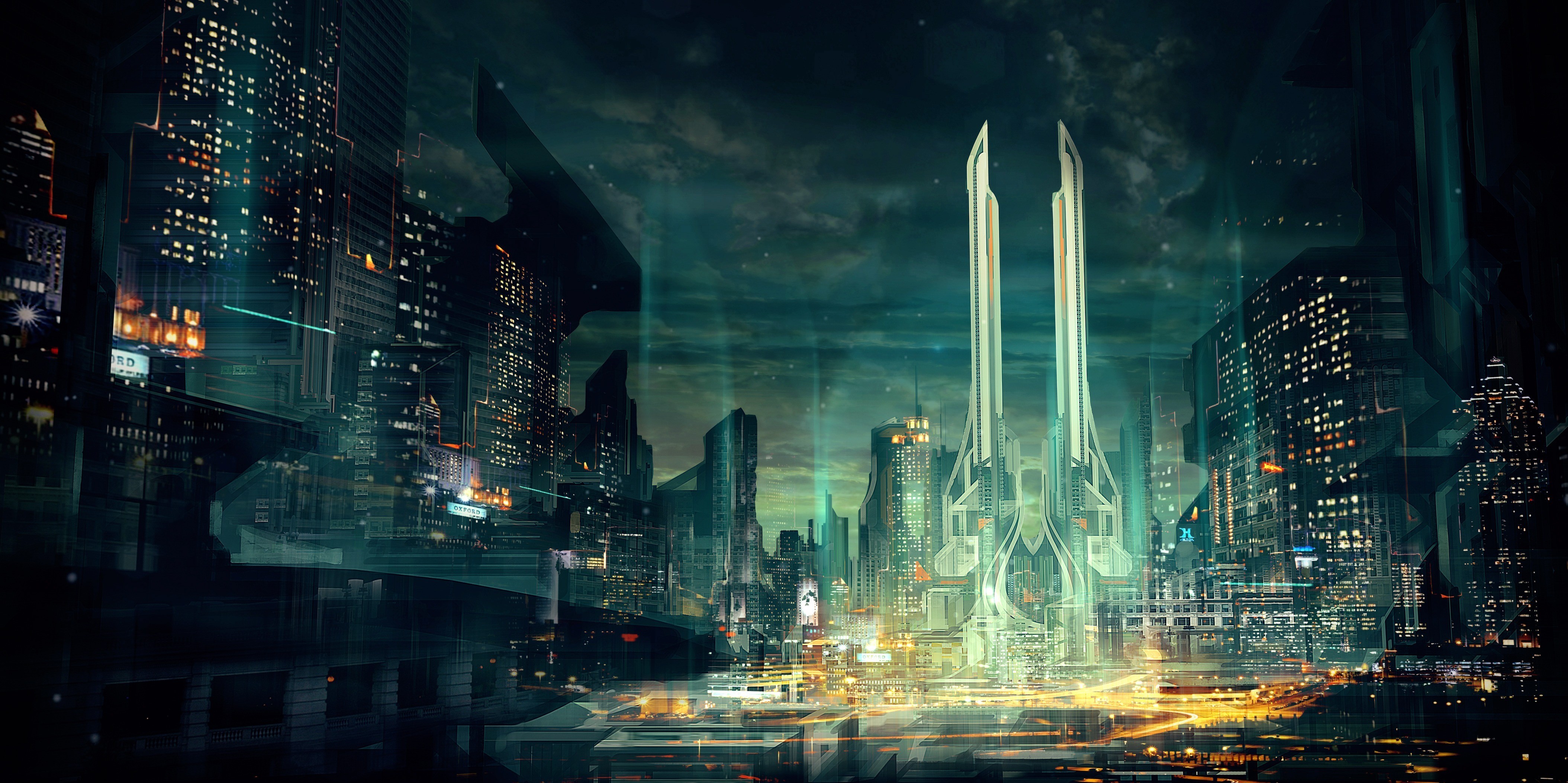 General 4217x2107 artwork futuristic cityscape digital art futuristic city science fiction