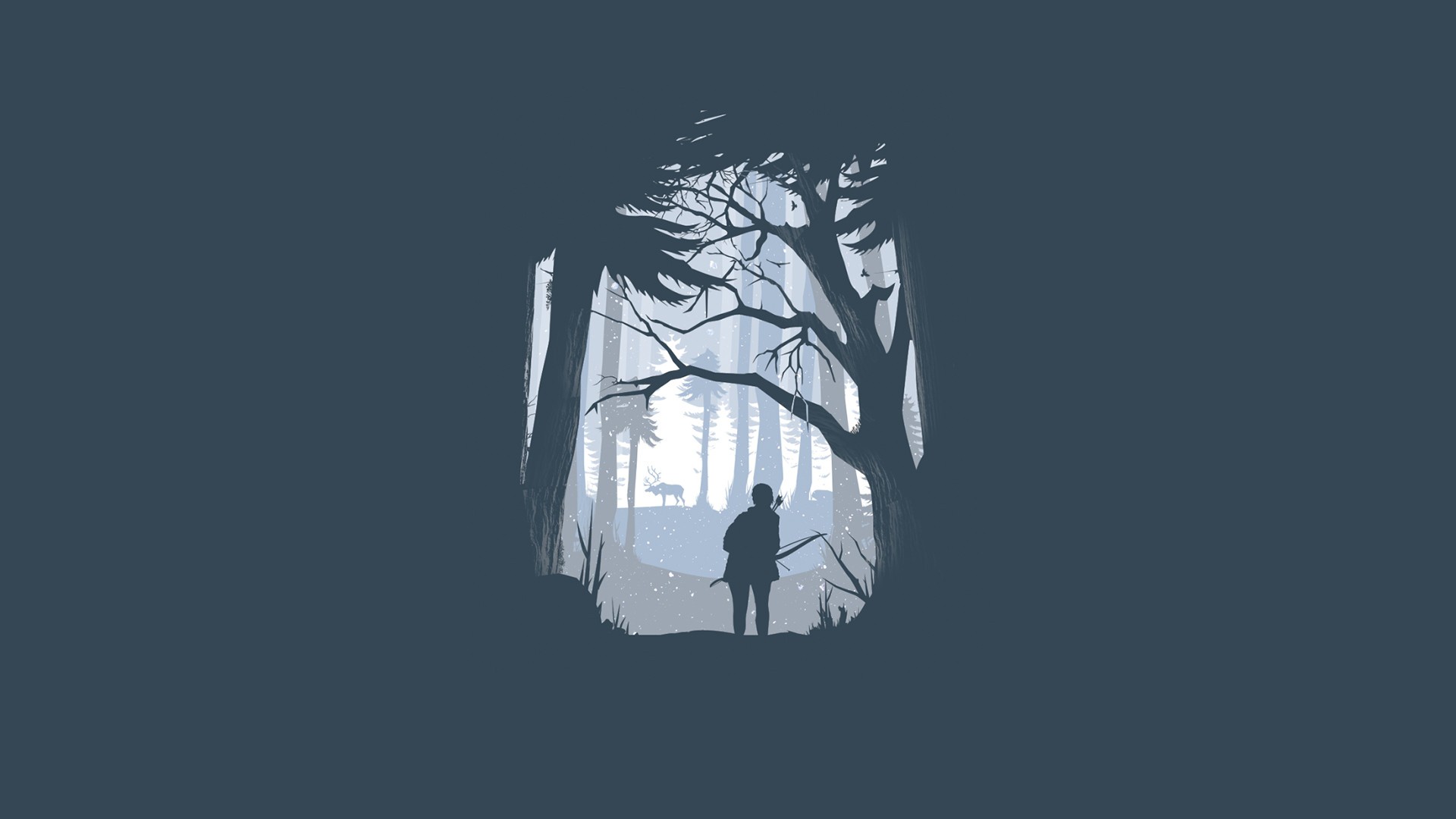 General 1920x1080 blue minimalism forest hunting winter The Last of Us centered monochrome video games video game art simple background