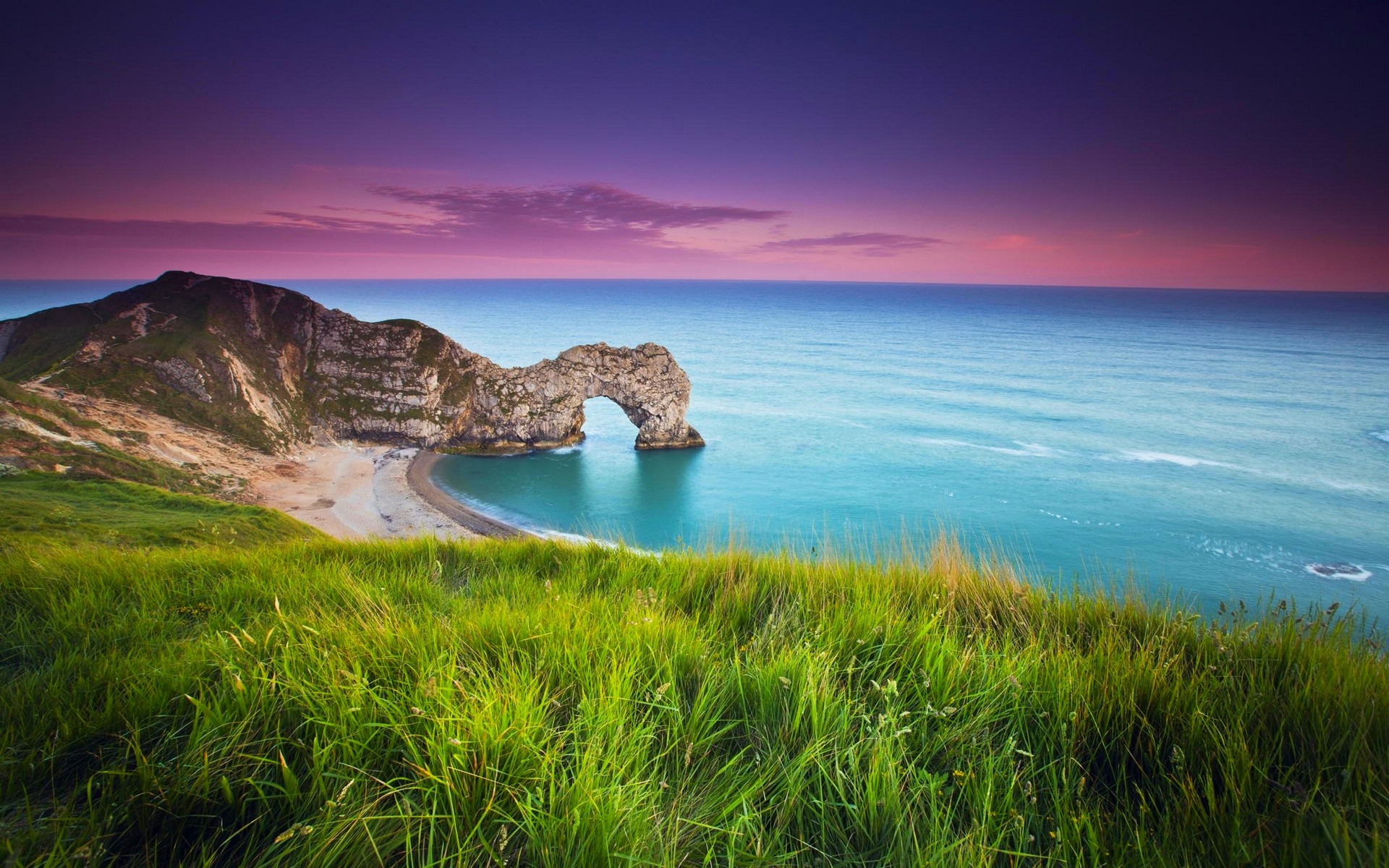 General 1920x1200 nature landscape Durdle Door England beach sea grass arch sand clouds sunset hills UK sky colorful outdoors Jurassic Coast