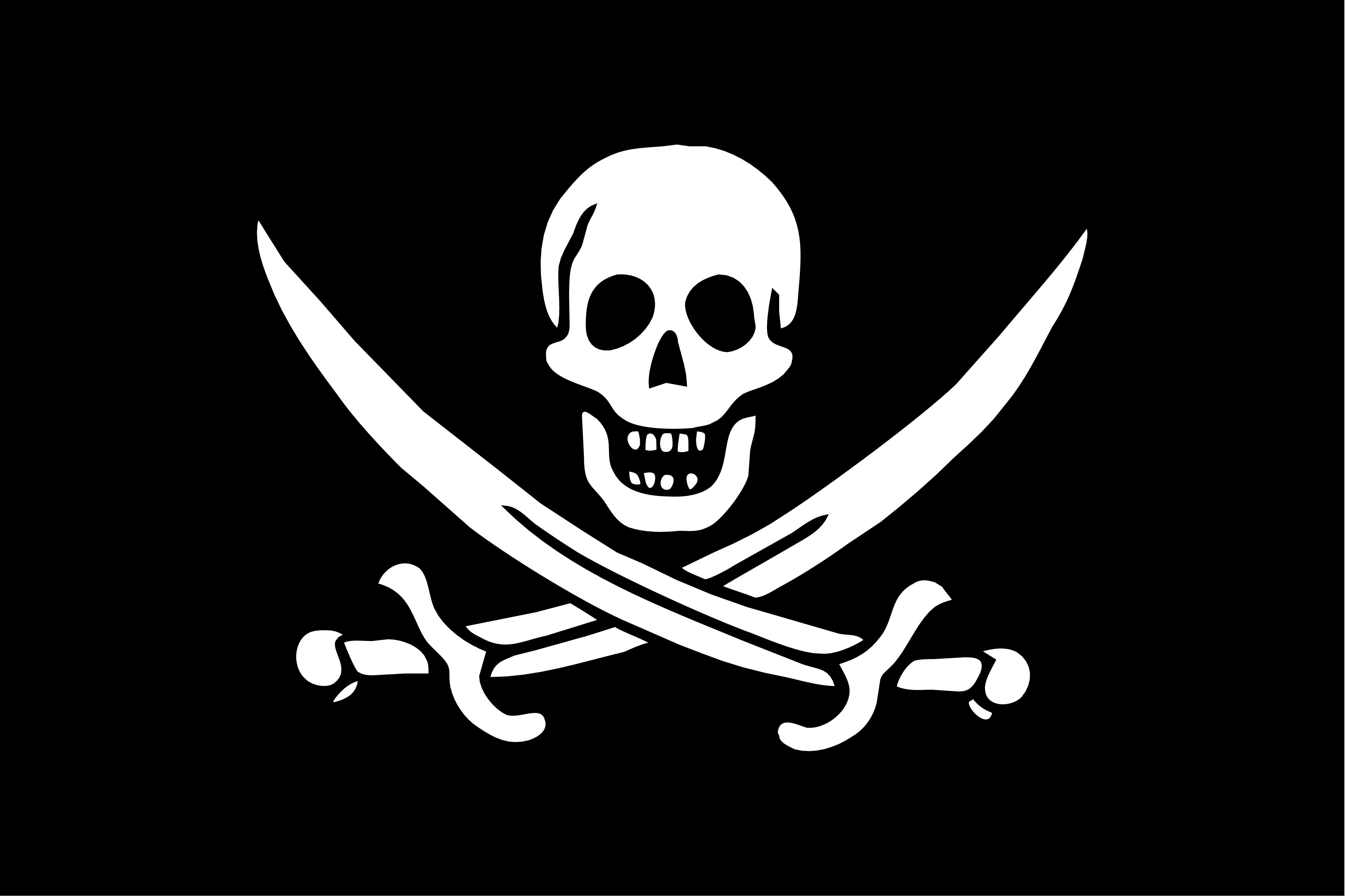 General 3576x2382 Pirate Flag skull and bones Jolly Roger flag black background sword simple background