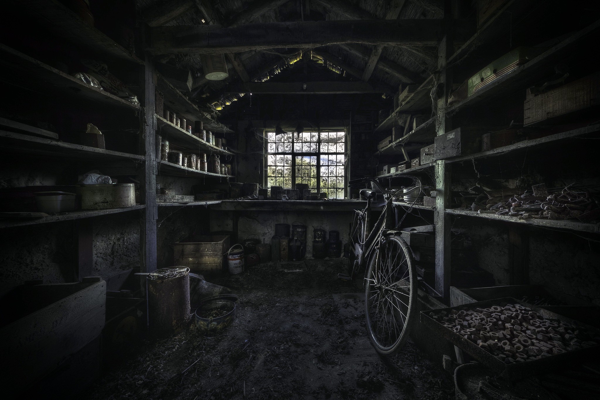 General 2048x1365 room interior old bicycle vehicle indoors low light