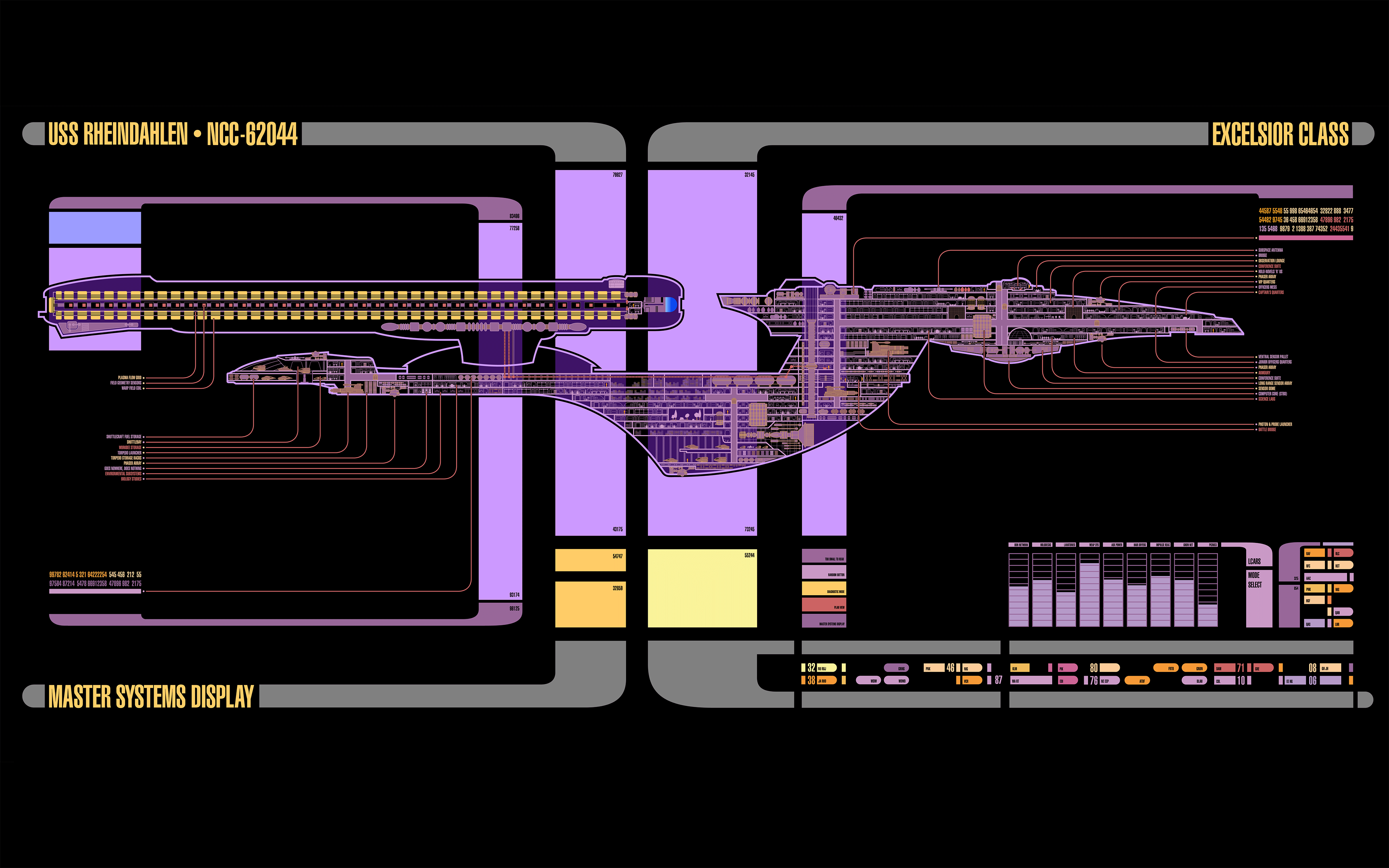 General 3840x2400 Star Trek LCARS spaceship schematic Star Trek Ships science fiction TV series