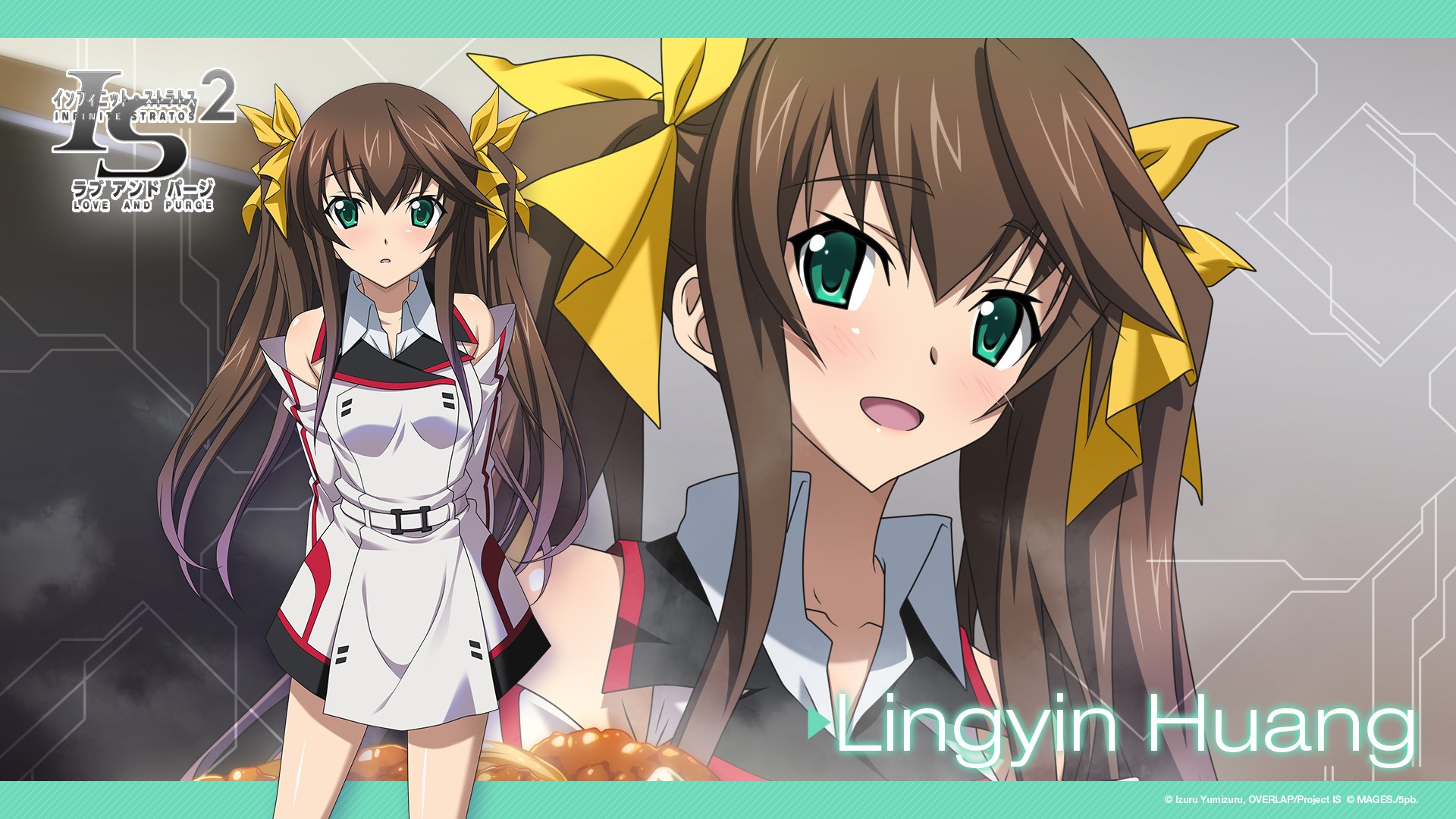 Anime 1920x1080 anime anime girls Infinite Stratos school uniform twintails brunette Huang Lingyin