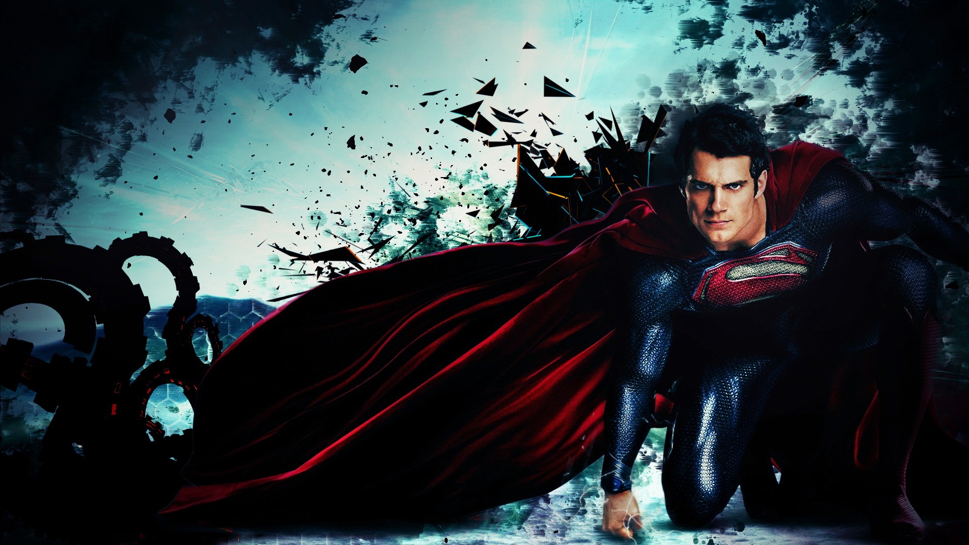 General 1920x1080 Superman Henry Cavill Man of Steel movies actor superhero cape looking at viewer