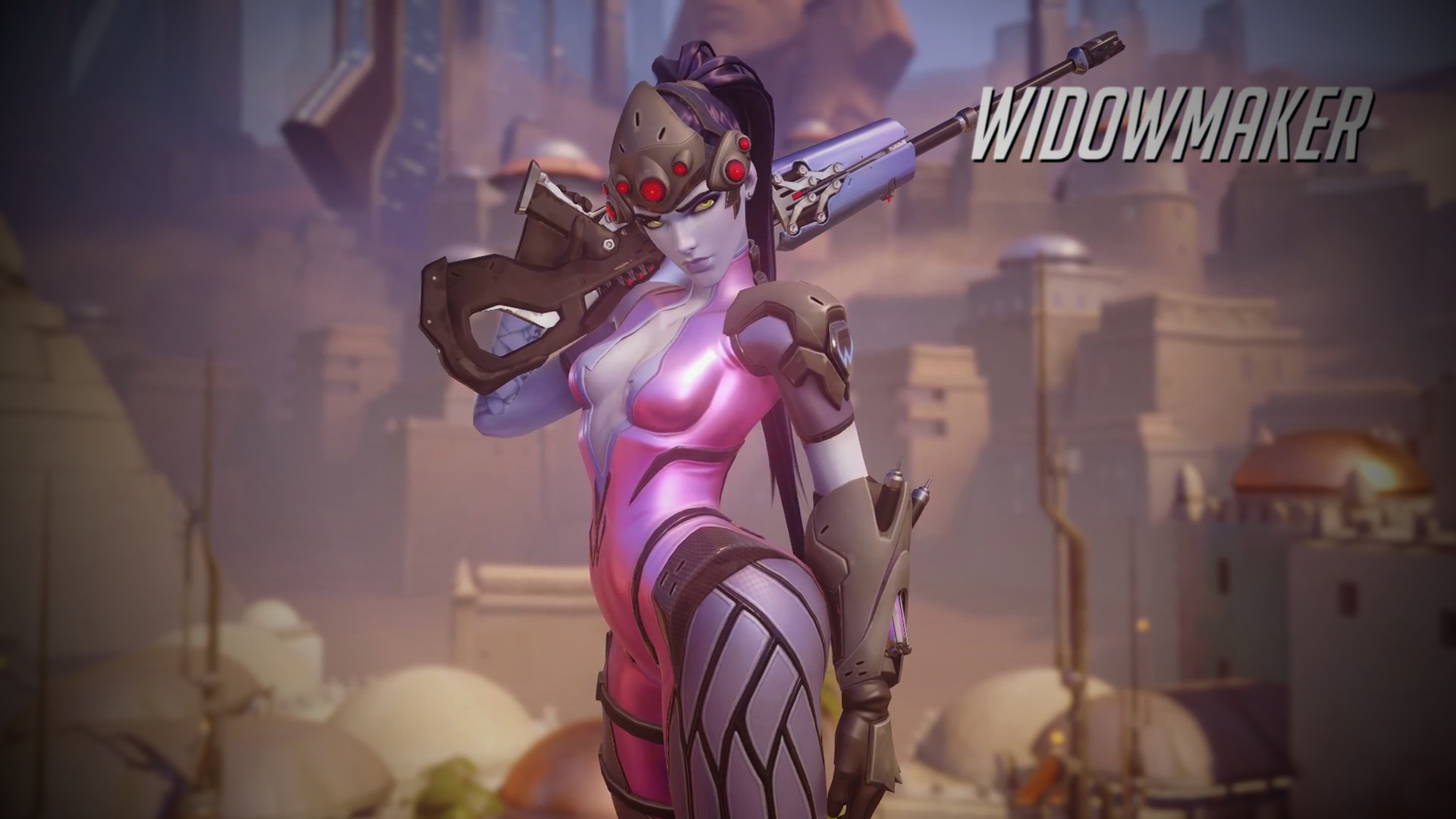 General 1920x1080 Overwatch Affiliation: Talon Blizzard Entertainment Widowmaker (Overwatch) PC gaming yellow eyes standing girls with guns looking at viewer video game girls weapon