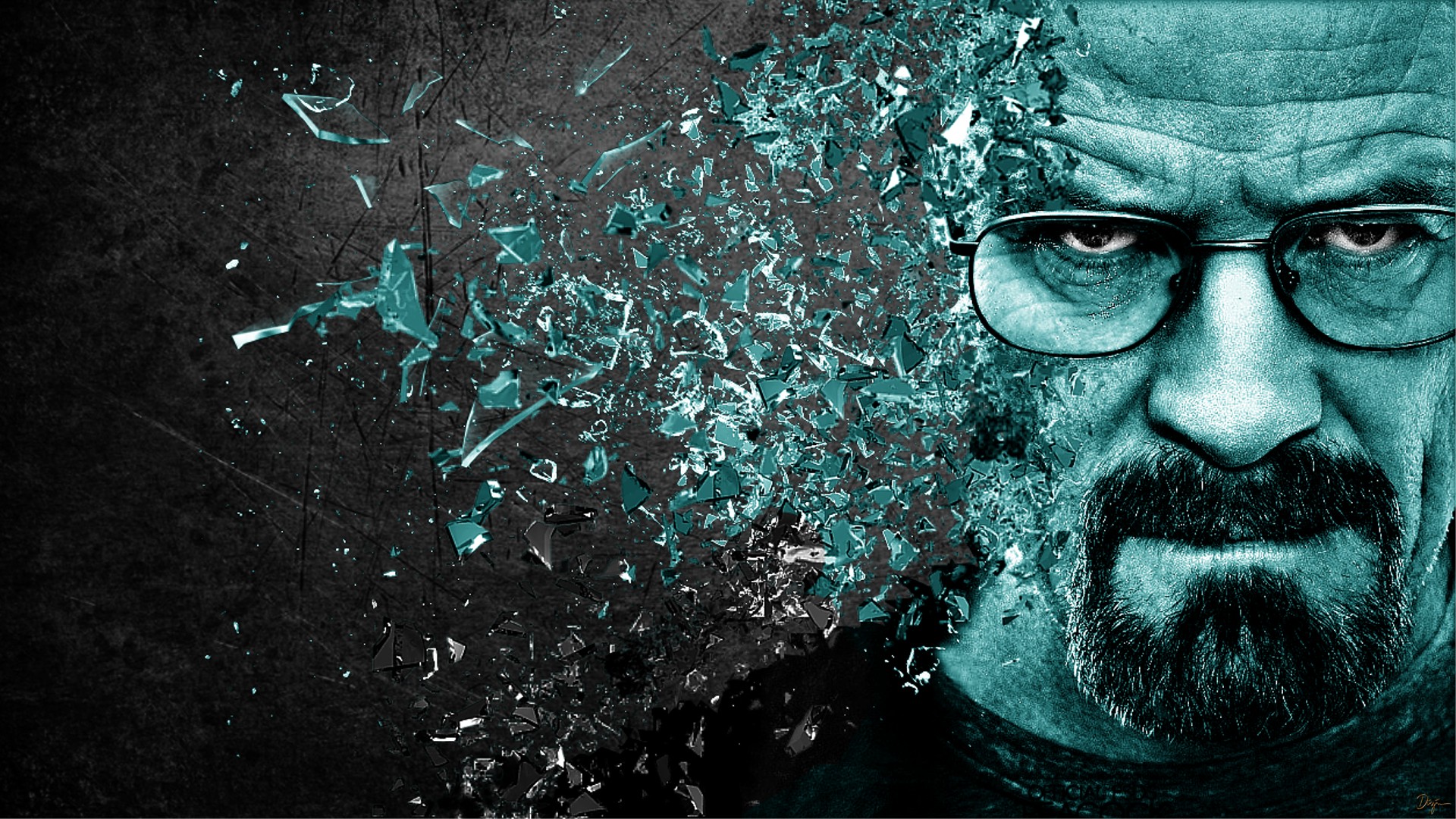 General 1920x1080 Breaking Bad Walter White shattered selective coloring turquoise TV series