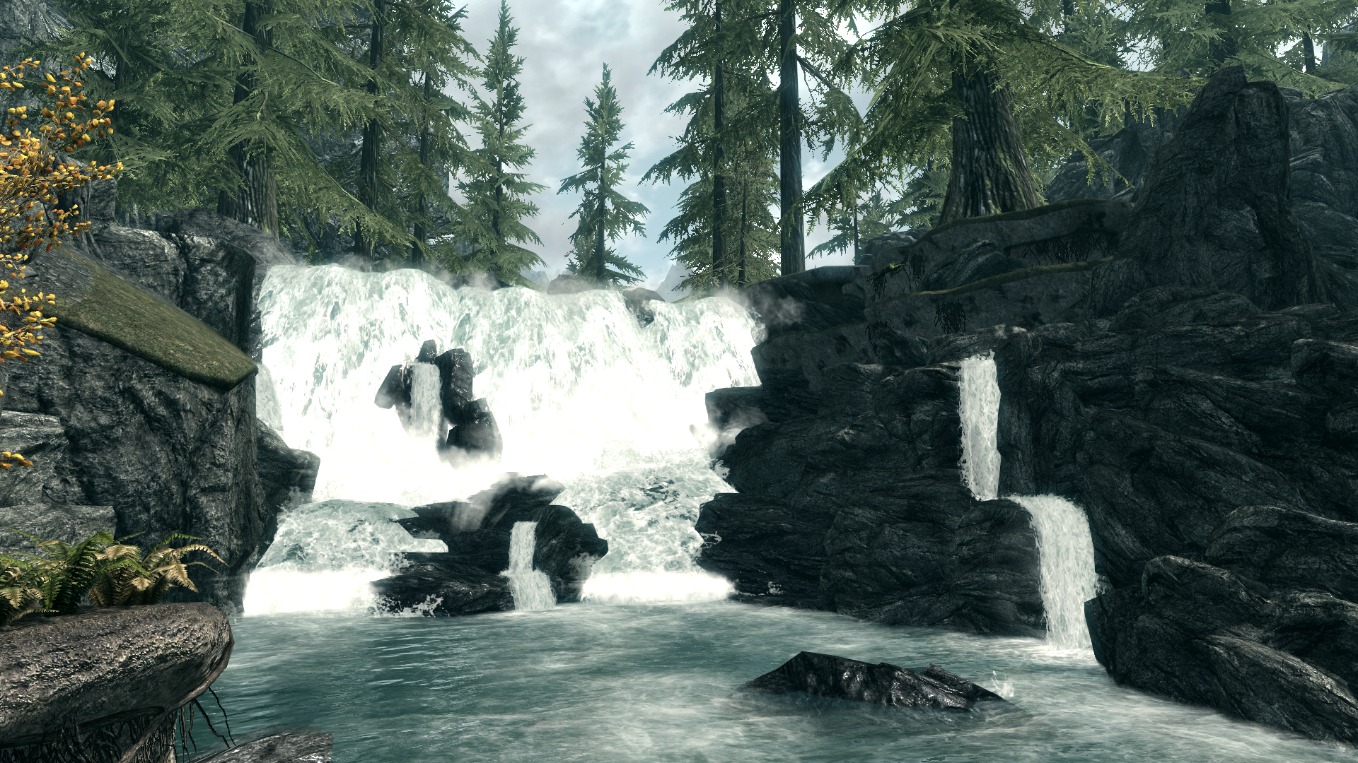 General 1920x1080 The Elder Scrolls V: Skyrim waterfall trees RPG PC gaming video games screen shot