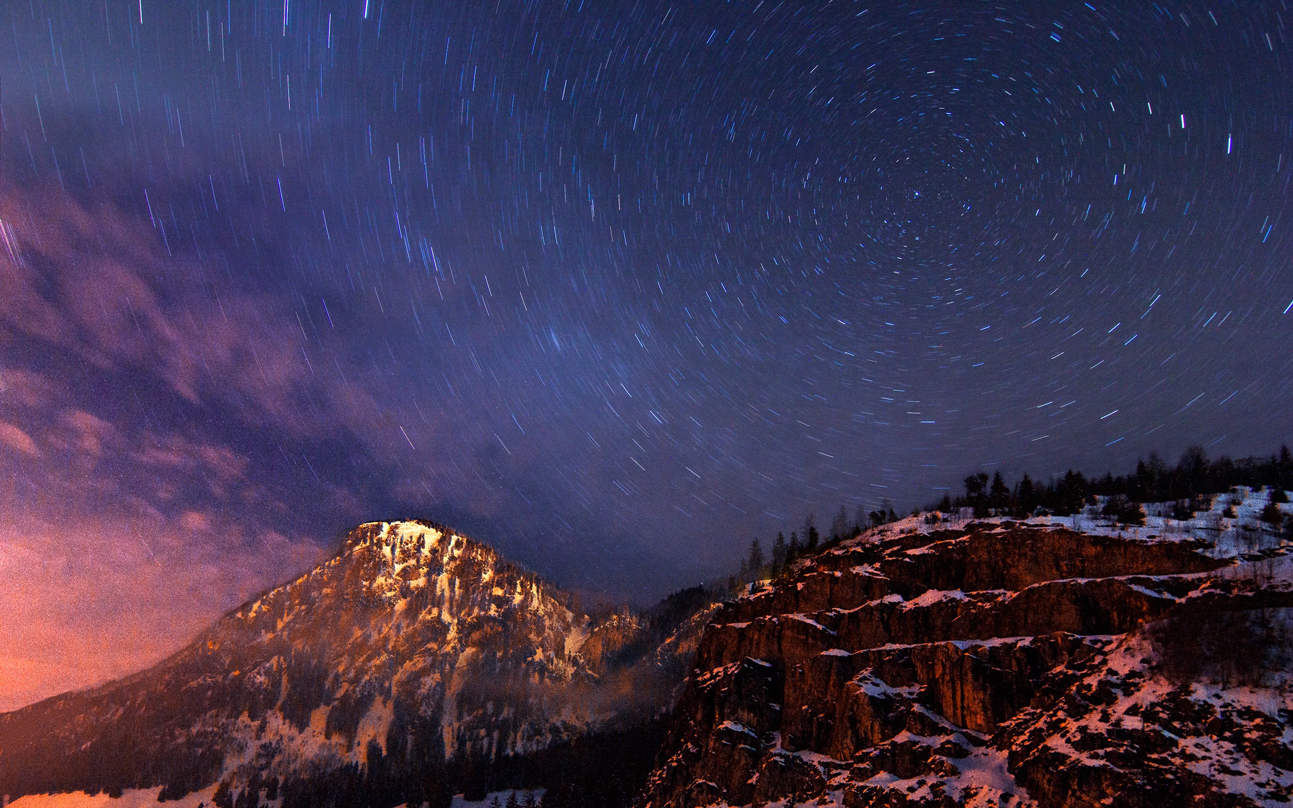 General 2560x1600 landscape snow skyscape long exposure stars mountains sky star trails