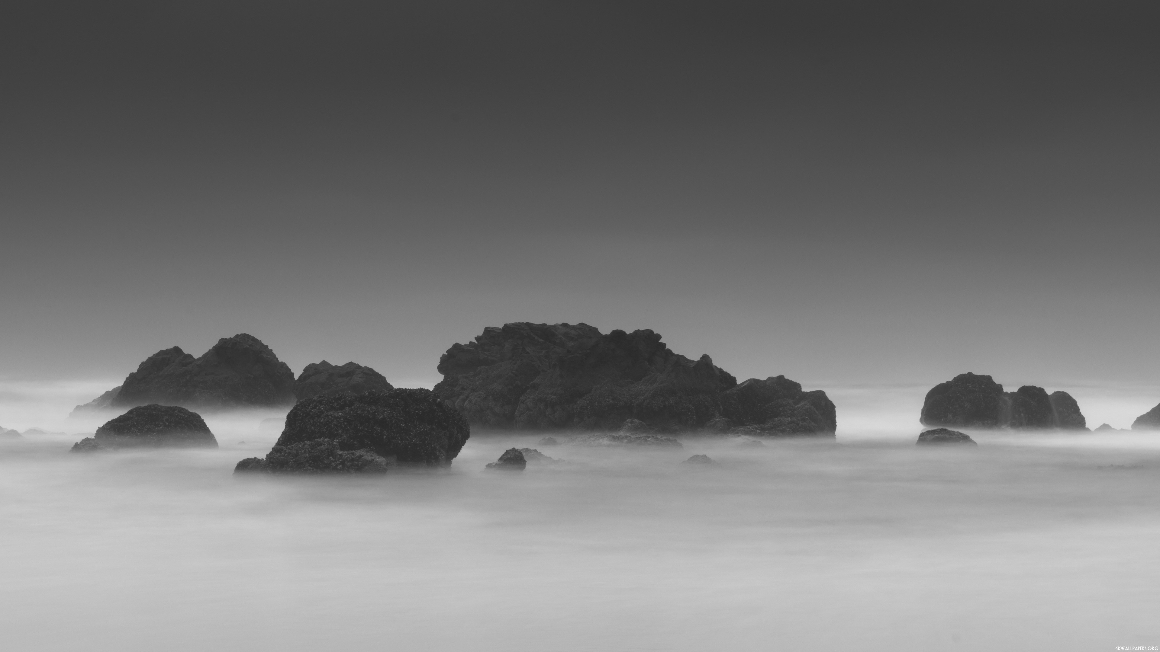 General 3840x2160 photography monochrome mist mountains nature shore outdoors coast