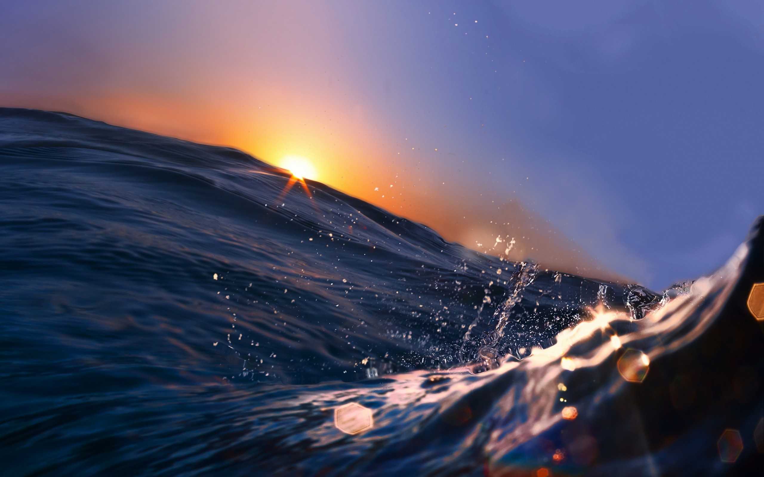 General 2560x1600 sea waves lens flare sunlight water nature outdoors low light closeup