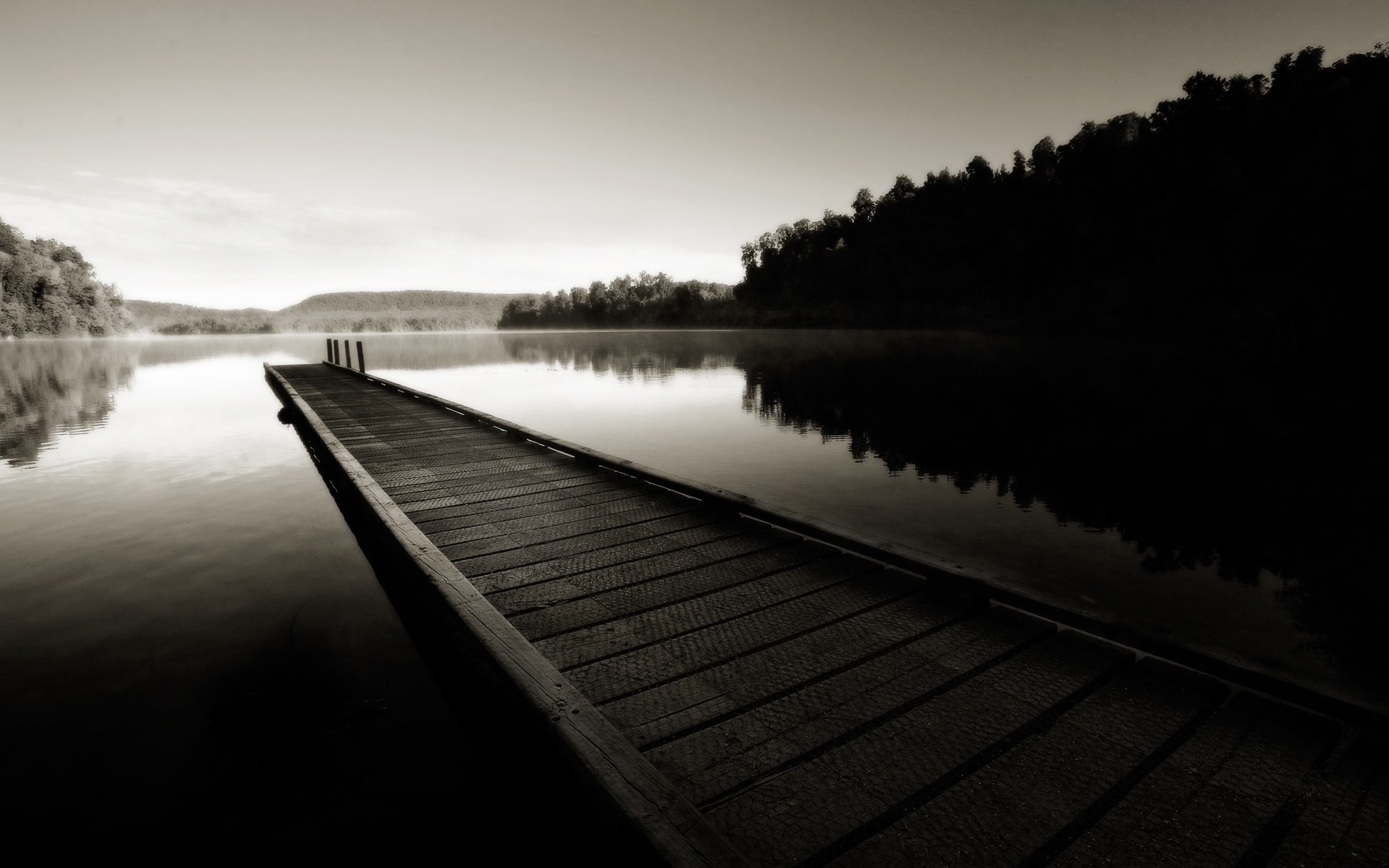 General 1920x1200 monochrome nature pier outdoors calm waters
