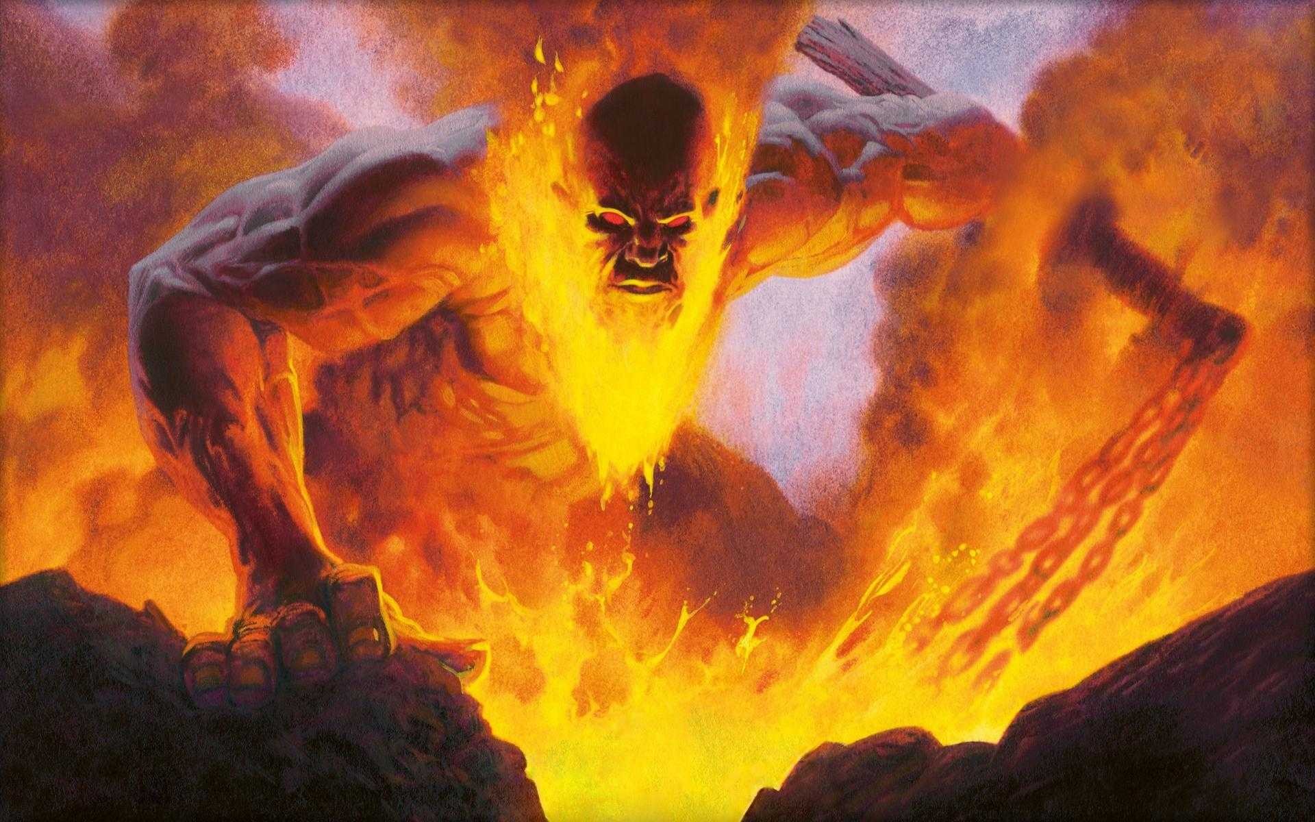 General 1920x1200 fantasy art creature artwork red eyes fire orange chains