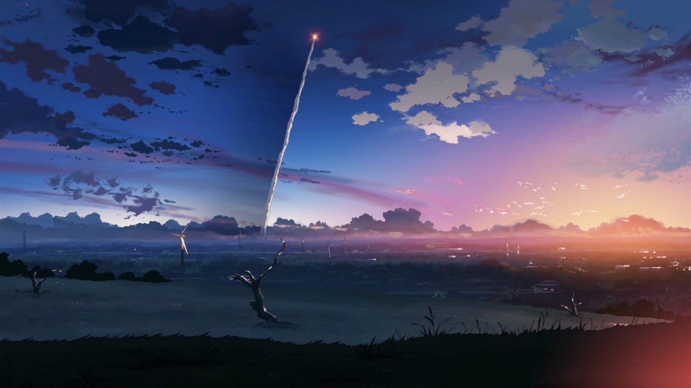 Anime 1366x768 anime sky 5 Centimeters Per Second Makoto Shinkai  outdoors landscape