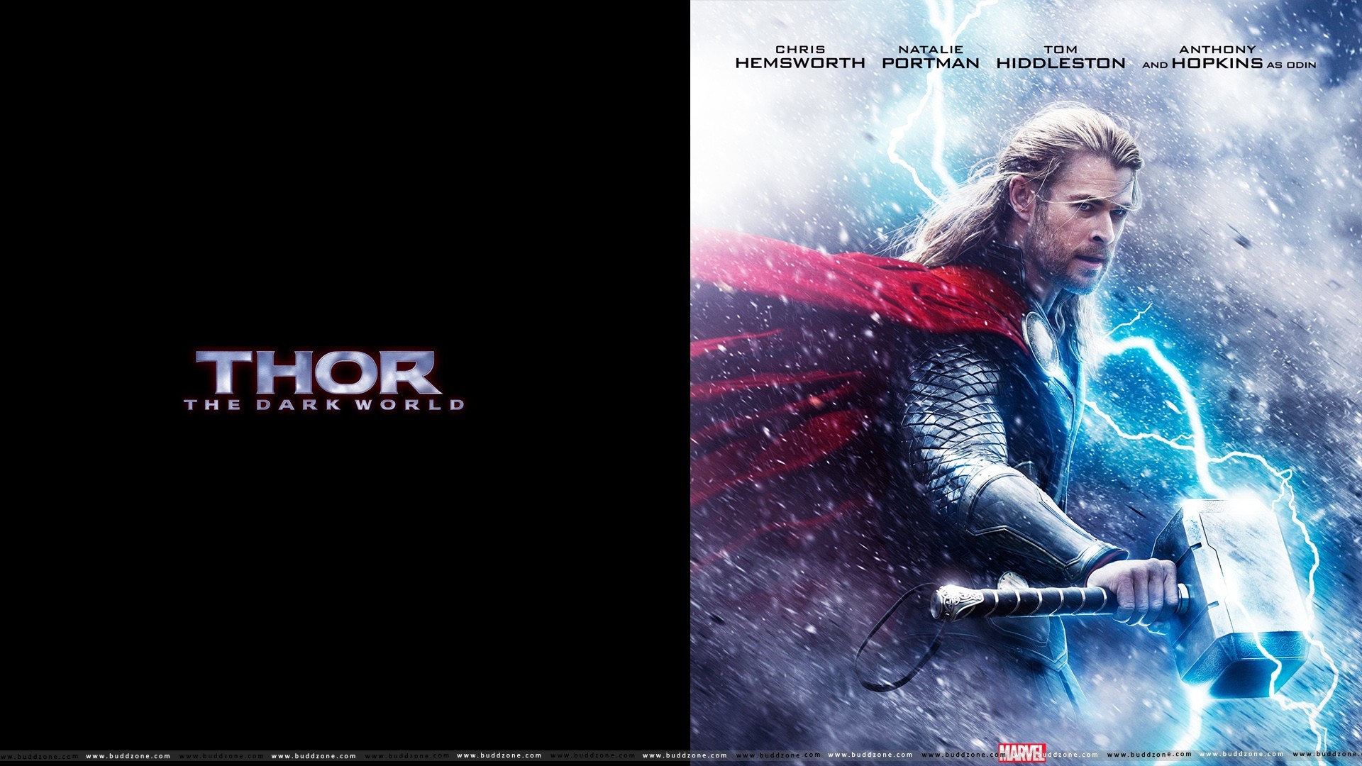 General 1920x1080 movies Thor Thor 2: The Dark World Chris Hemsworth Mjolnir Marvel Cinematic Universe movie poster cyan