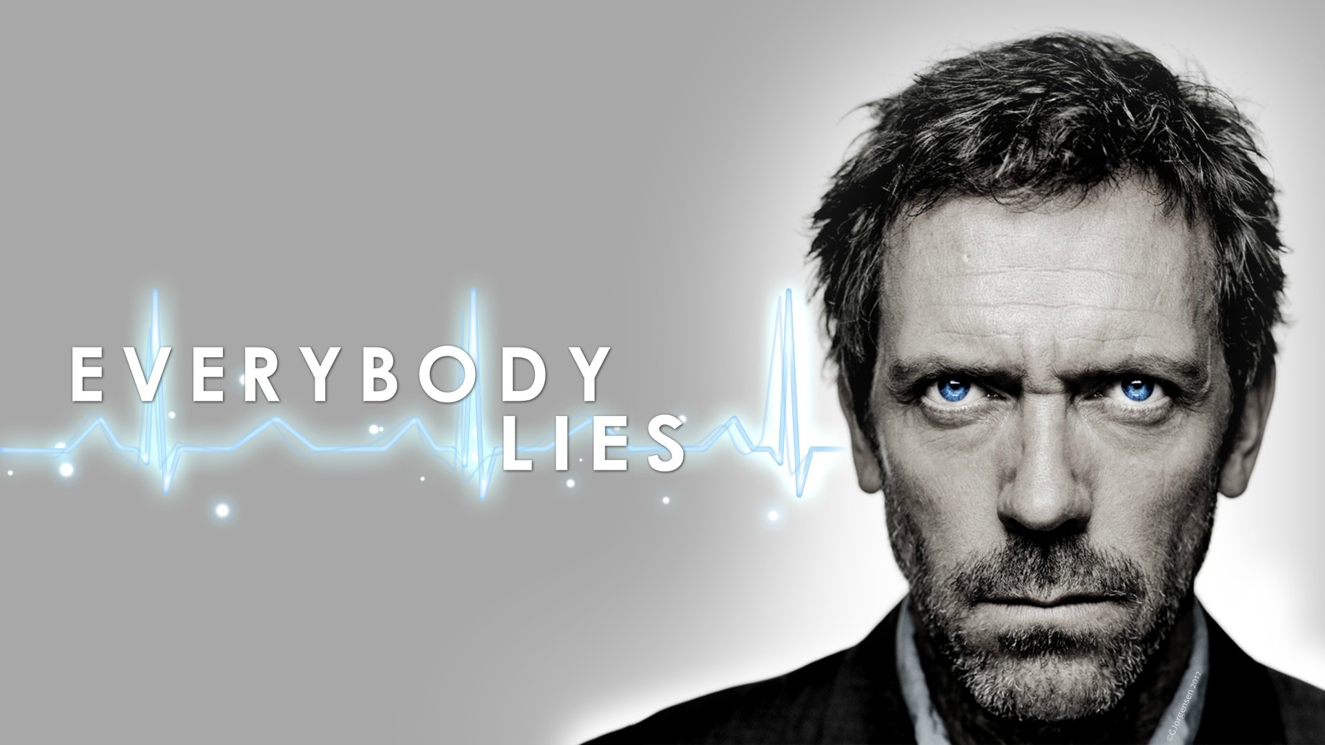 People 1920x1080 House, M.D. Hugh Laurie men TV series selective coloring face actor gray background looking at viewer