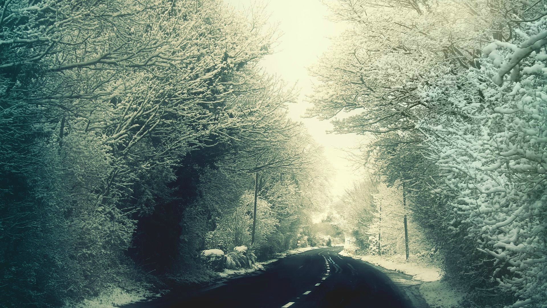 General 1920x1080 snow winter landscape road cold trees ice