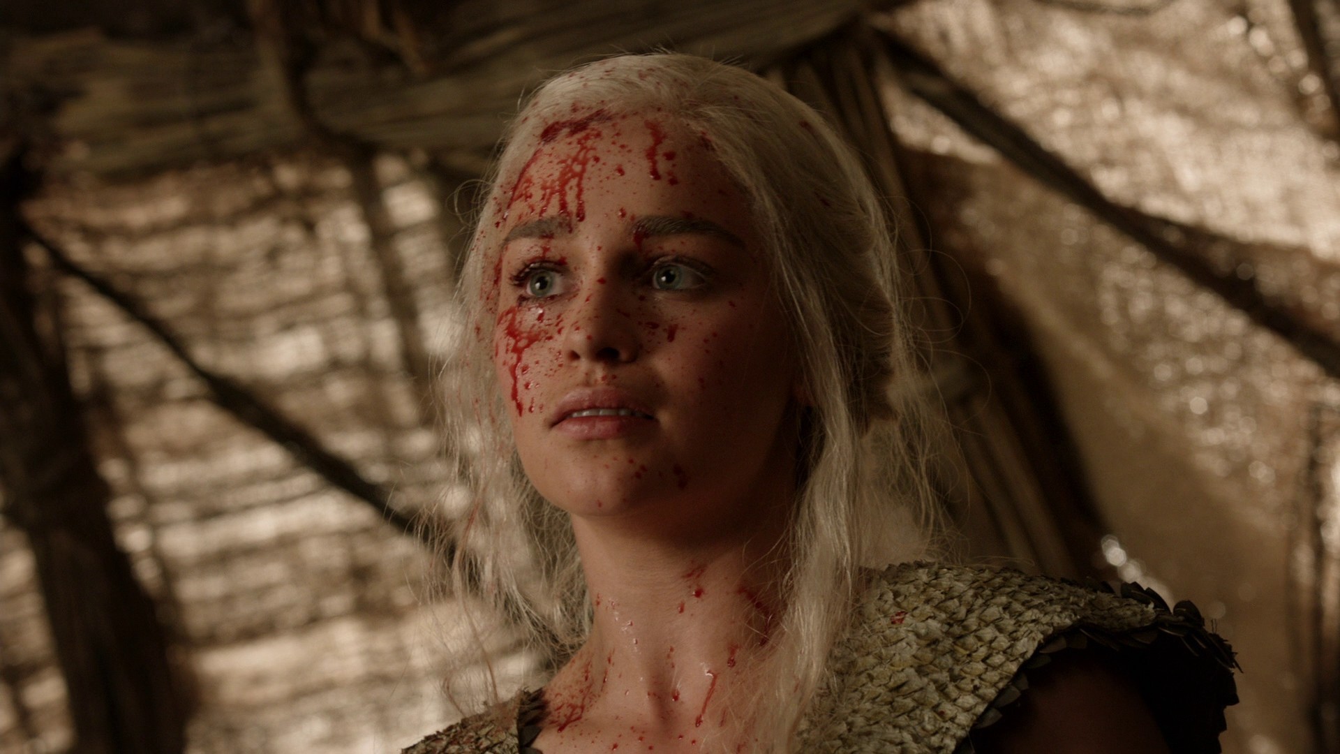 People 1920x1080 Game of Thrones Daenerys Targaryen Emilia Clarke women blood actress blonde fantasy girl TV series blood spatter dirty