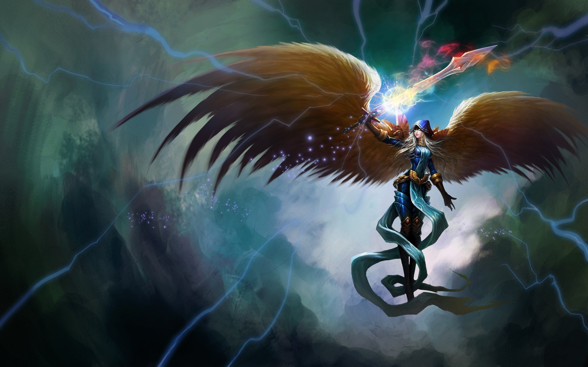 General 2000x1250 angel Kayle (League of Legends) PC gaming fantasy girl video game girls fantasy art wings