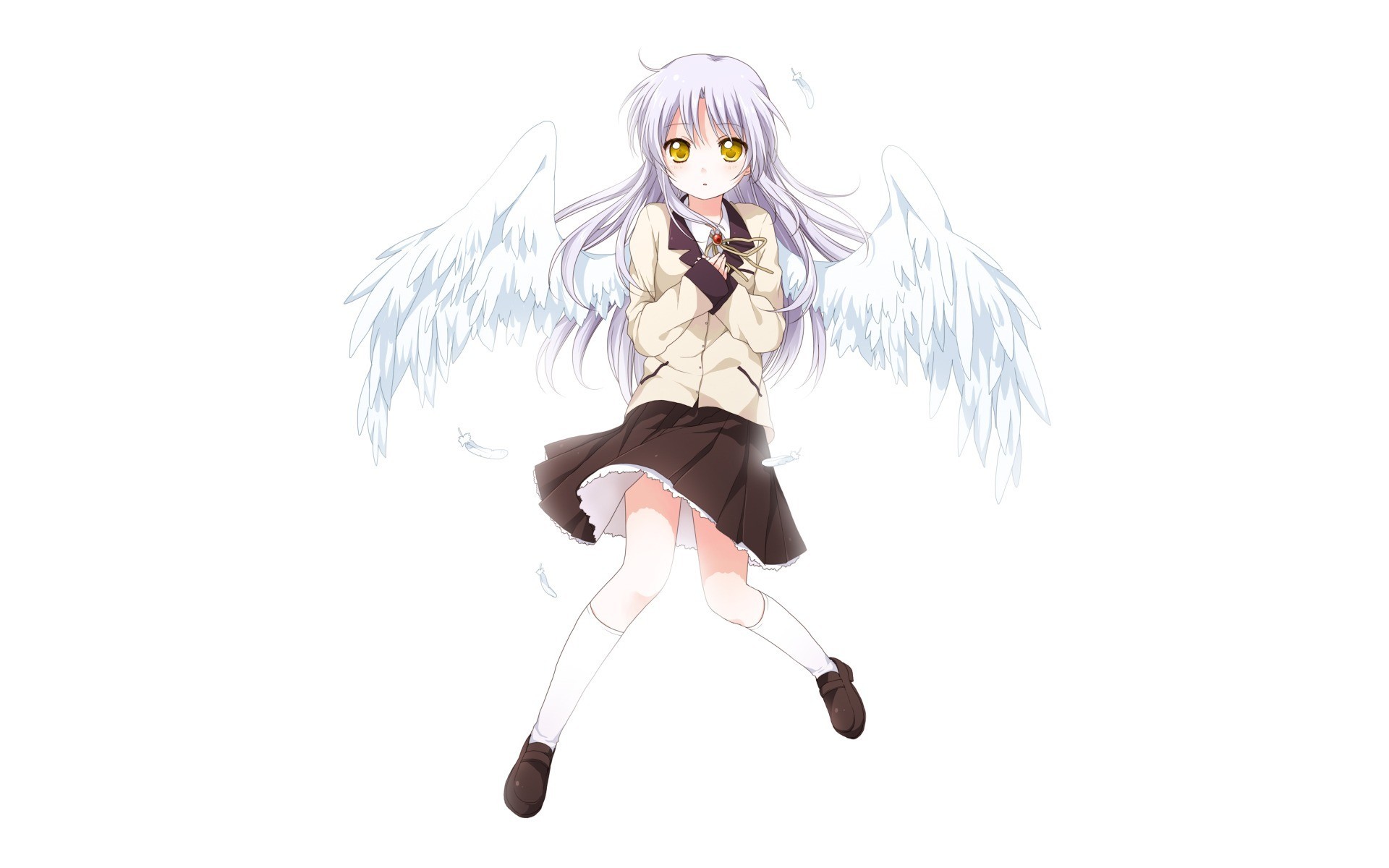 Anime 1920x1200 anime girls anime yellow eyes wings white background simple background looking at viewer