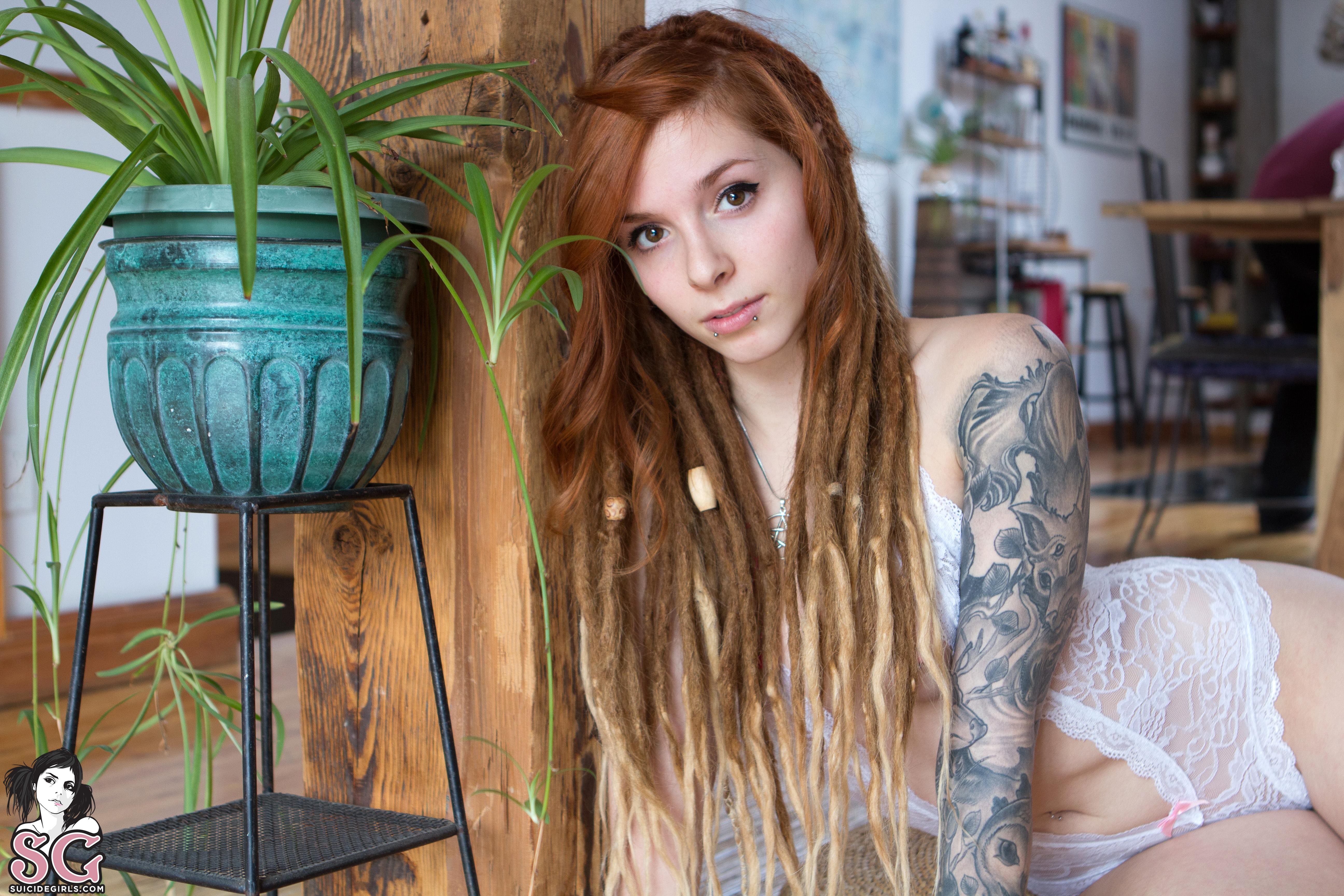 People 5184x3456 Suicide Girls dreadlocks tattoo redhead piercing Fennek Su...