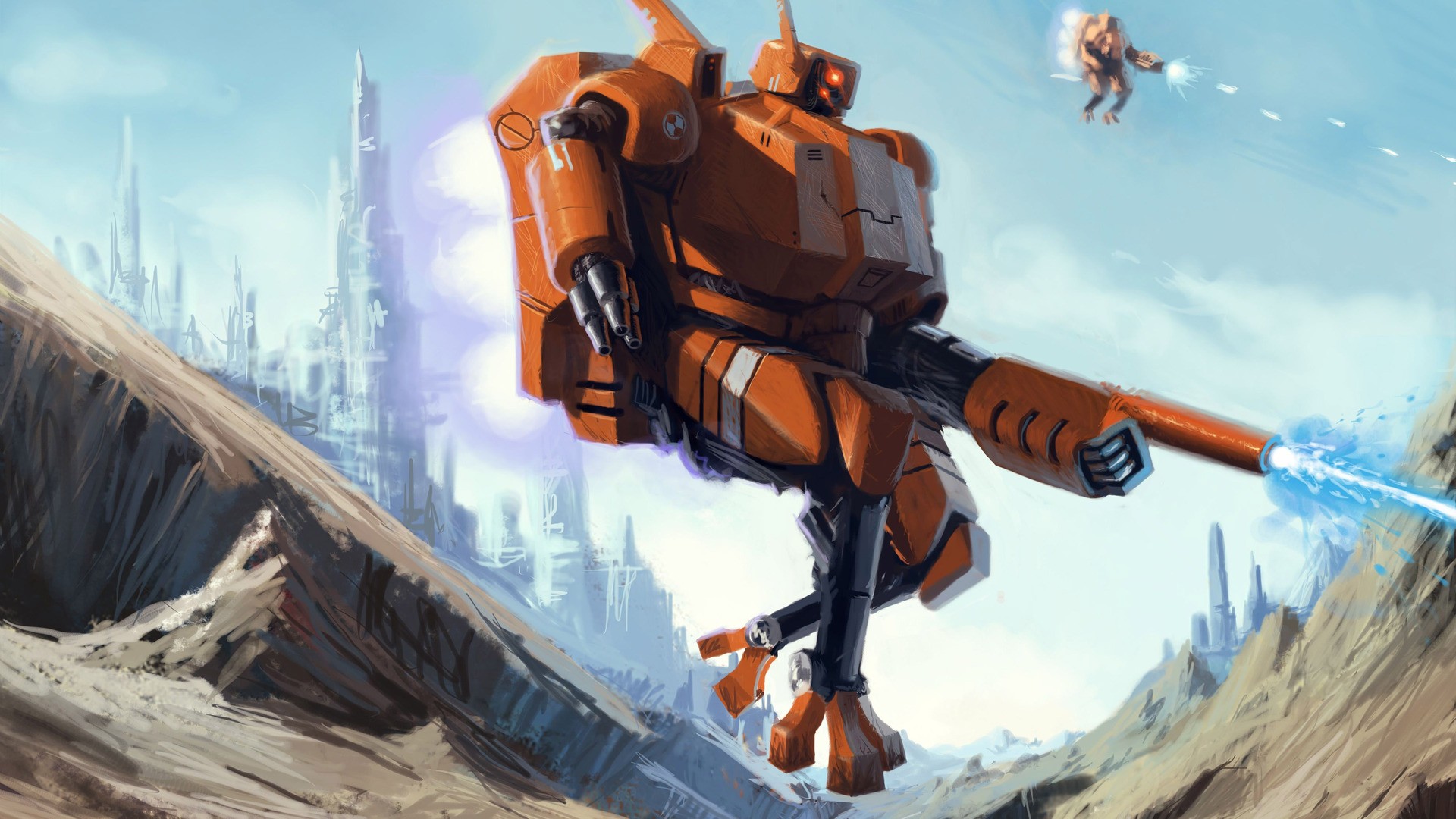 General 1920x1080 robot mechs artwork concept art war Warhammer 40,000 Tau science fiction