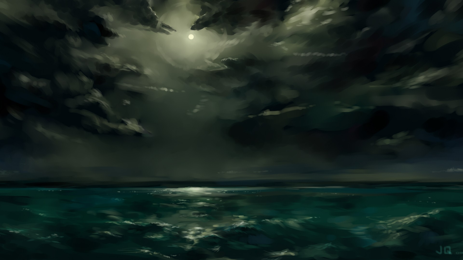 General 1920x1080 clouds artwork digital art nature landscape sea sky night dark