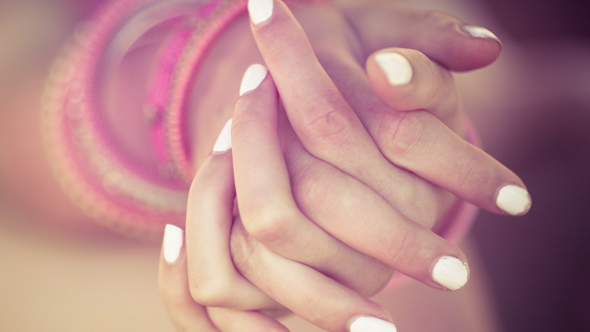 People 1920x1080 depth of field hands fingers painted nails holding hands women